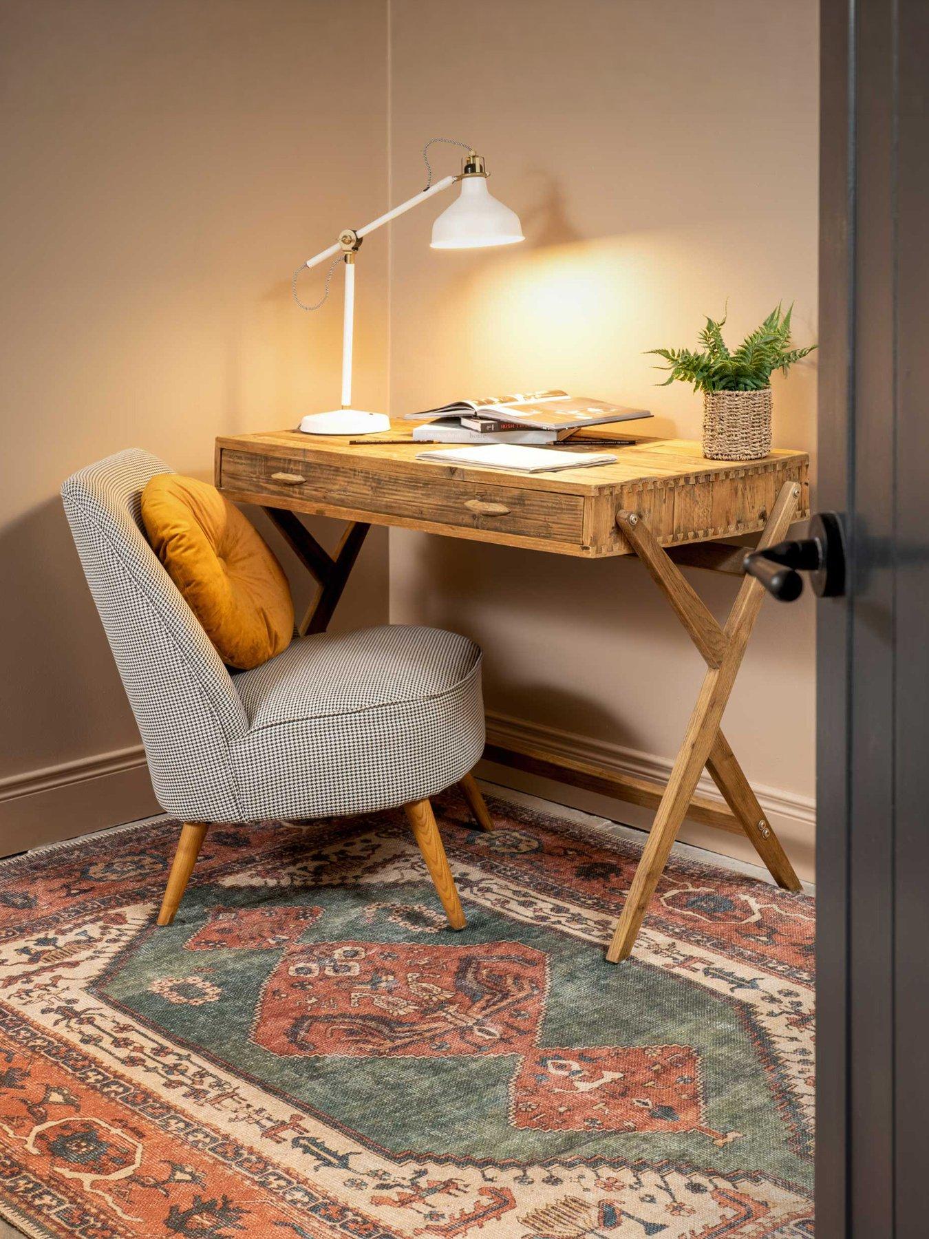 Image 1 of 5 of Kukoon Flatwoven Washable Distressed Terracotta Green Boho Rug - Faro