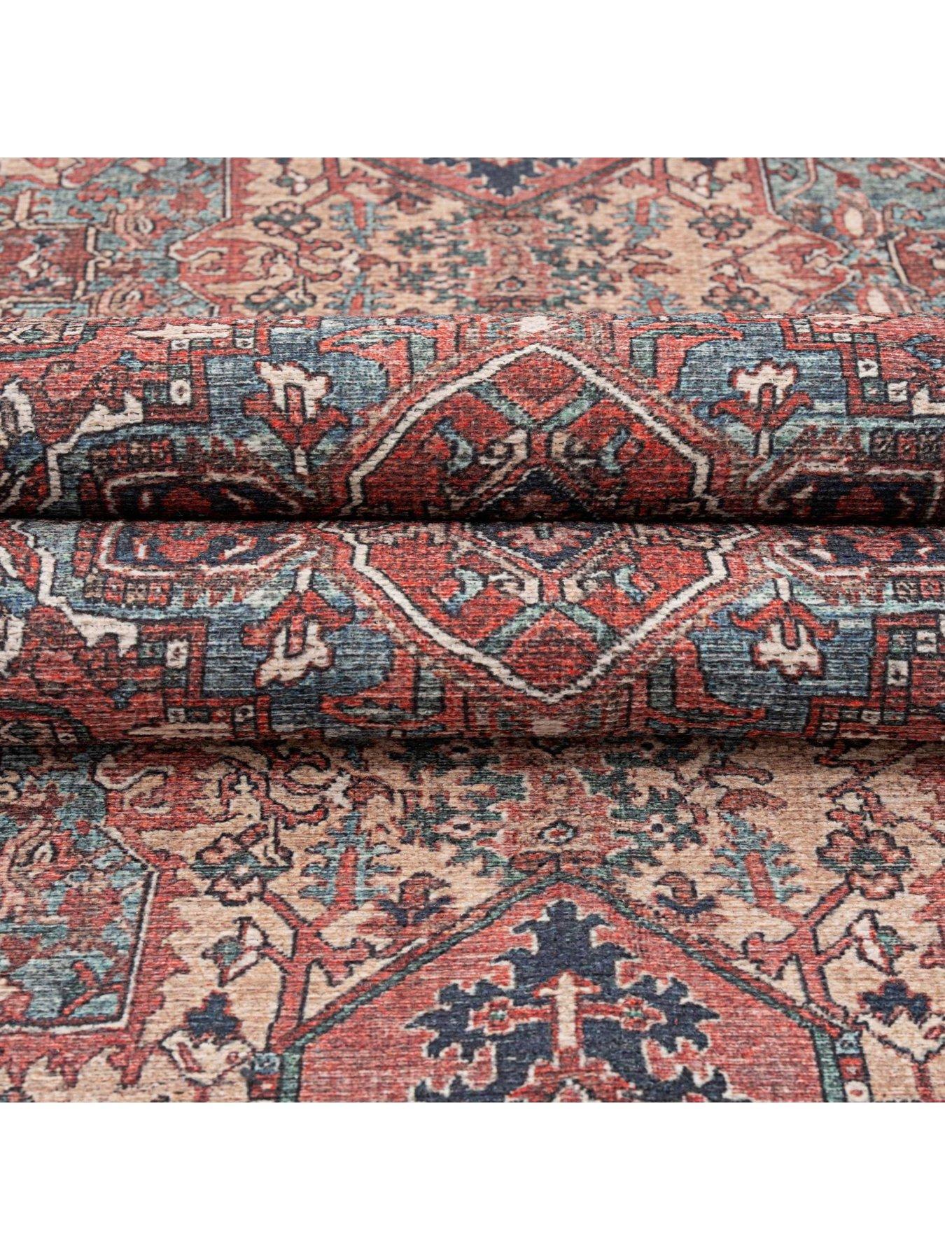 Image 3 of 3 of Kukoon Flatwoven Washable Red Distressed Traditional Rug - Savanna