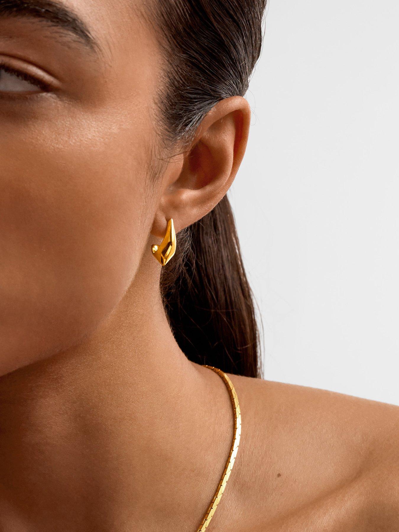 Katie Loxton Harlequin Geometric Plated Hoop Earrings - Gold