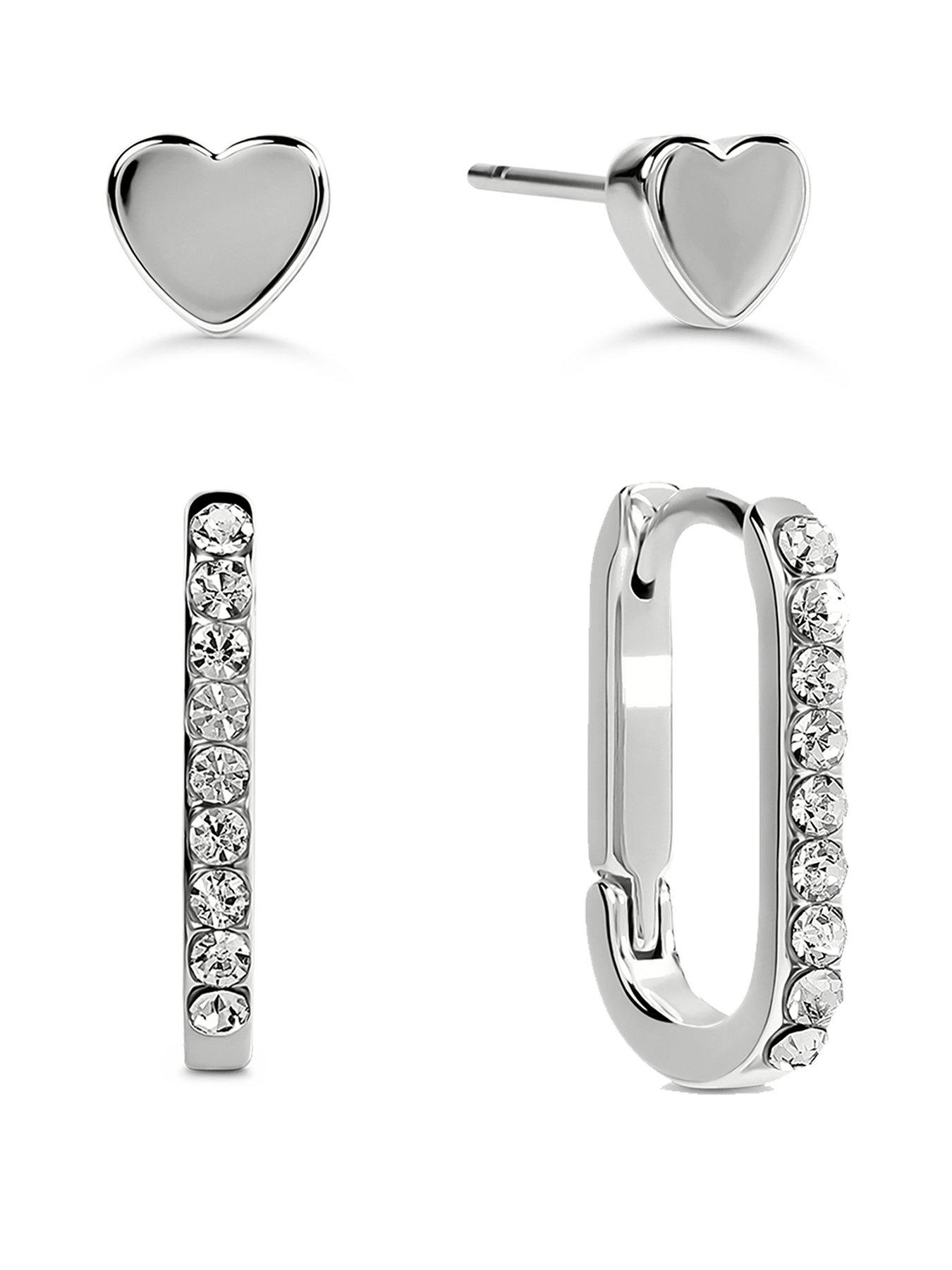 Radley Radley Silver Plated Stone Set Huggie Hoops  &  Heart Stud Twin Pack