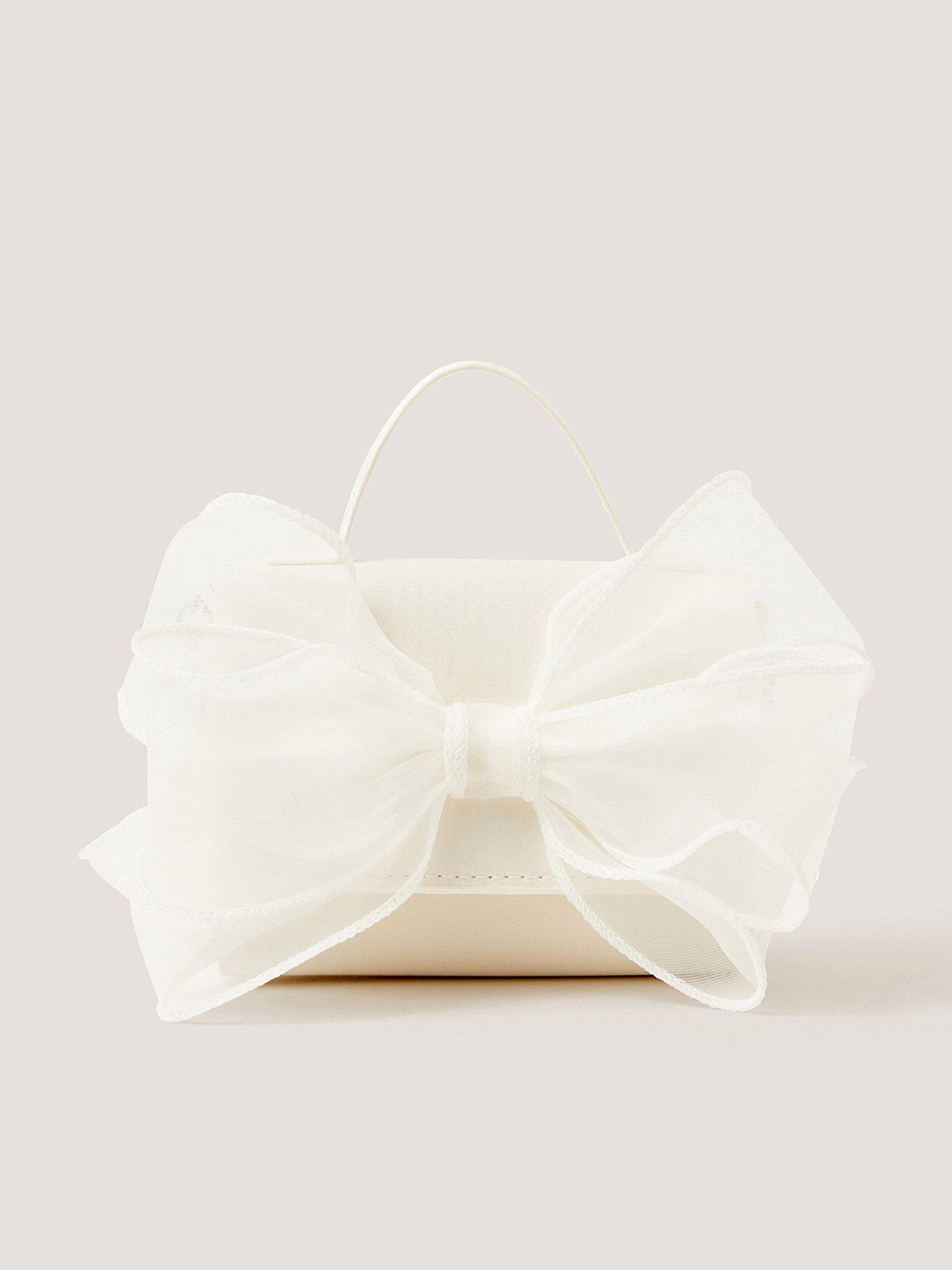 Monsoon Girls Bridesmaid Organza Bow Bag - Ivory