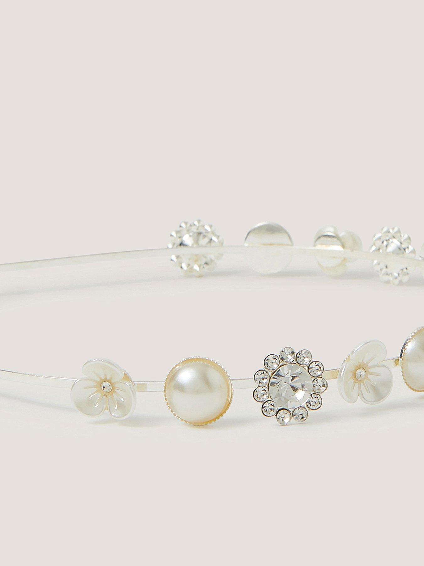 Image 2 of 2 of Monsoon Girls Fancy Flower Aliceband - Silver