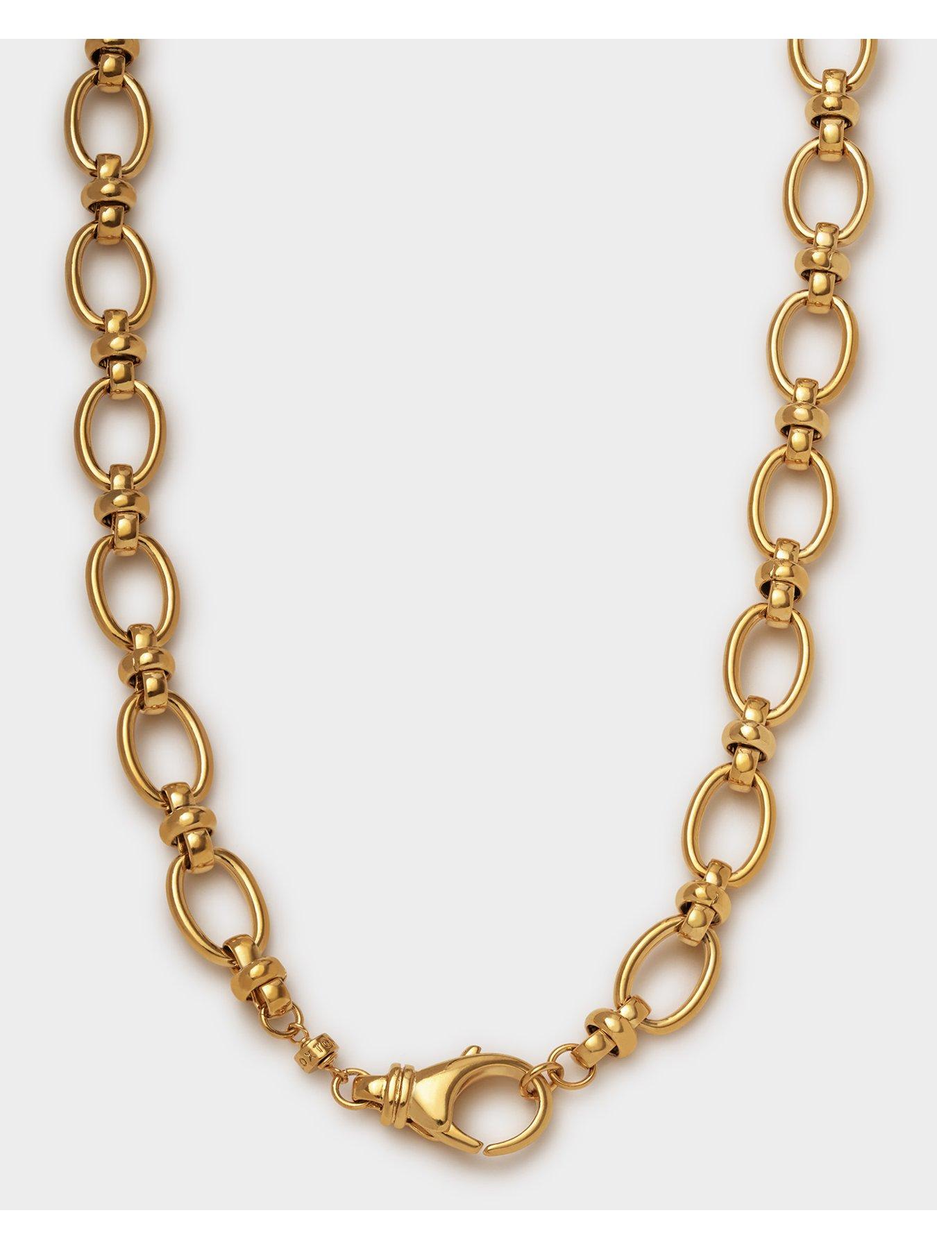 Image 2 of 6 of Katie Loxton Plated Chunky Oval Knotted Chain Link Necklace - Gold - Waterproof
