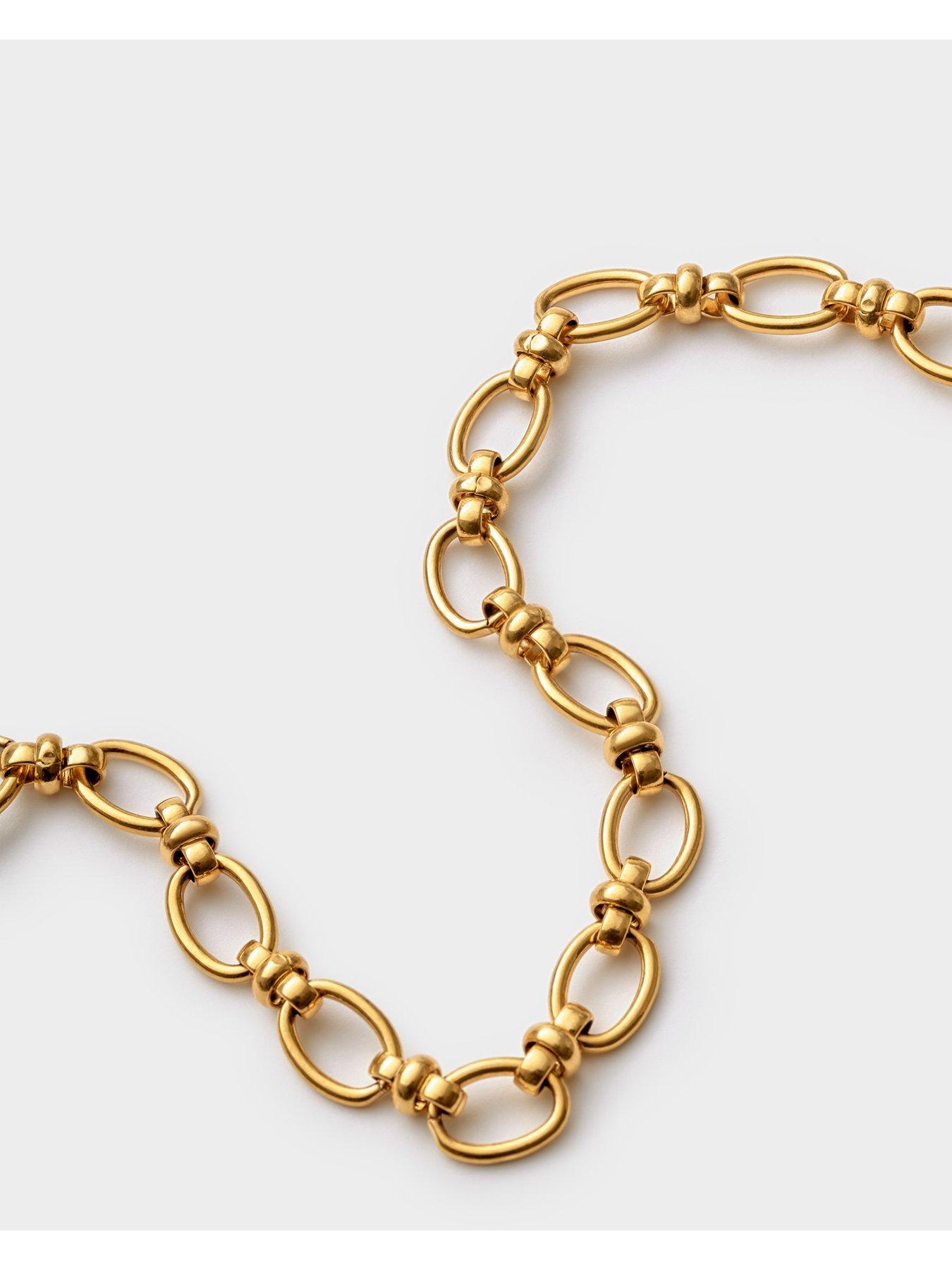 Image 4 of 6 of Katie Loxton Plated Chunky Oval Knotted Chain Link Necklace - Gold - Waterproof