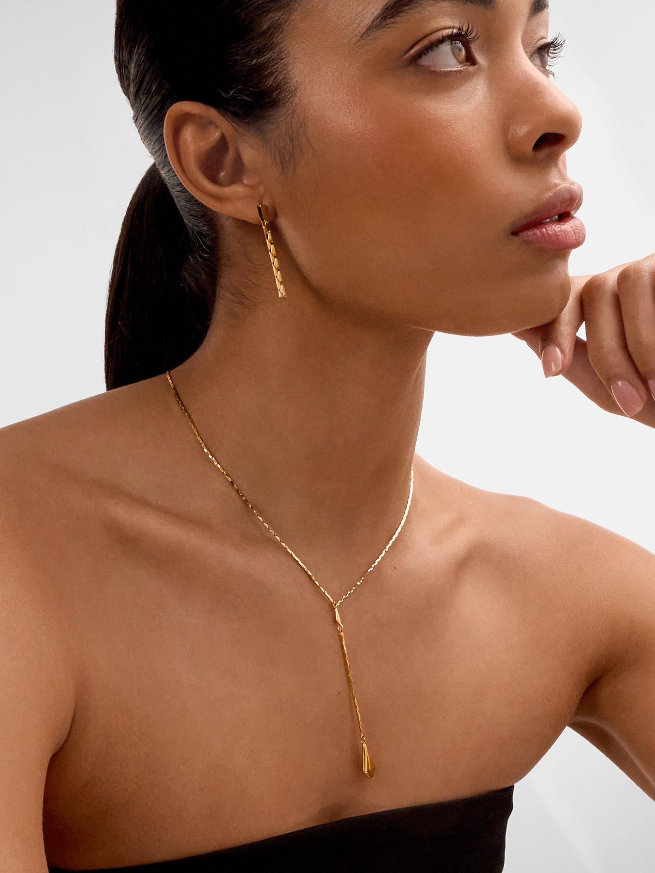 Katie Loxton Tear Drop Pendant Plated Y-Shaped Necklace - Gold