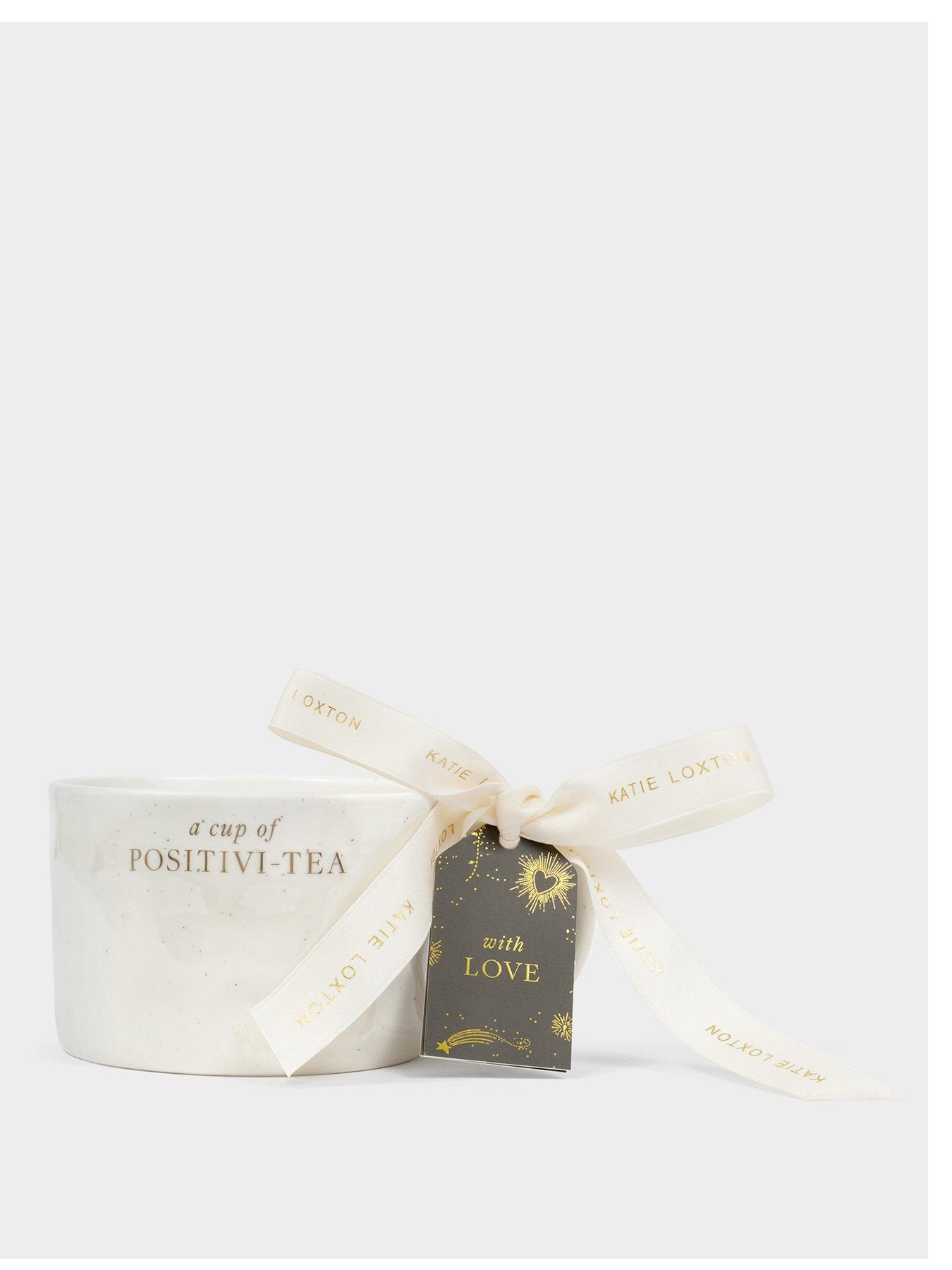 Image 1 of 5 of Katie Loxton SPECKLED SENTIMENT MUG WITH TAG , a cup of POSITIVI-TEA , 9.5cm x 9.5cm x 7cm