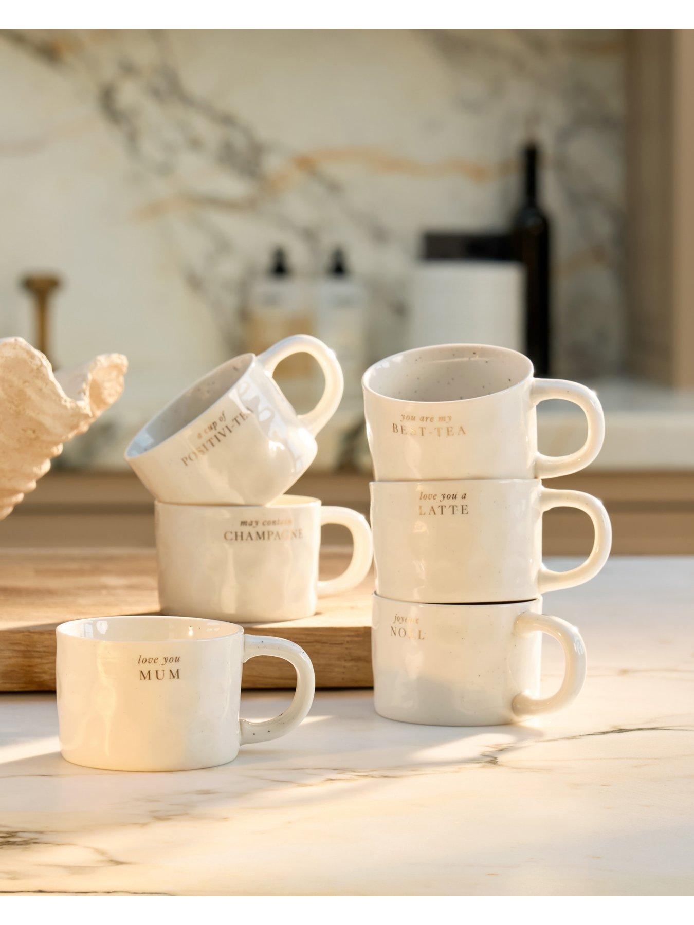 Image 2 of 5 of Katie Loxton SPECKLED SENTIMENT MUG WITH TAG , a cup of POSITIVI-TEA , 9.5cm x 9.5cm x 7cm