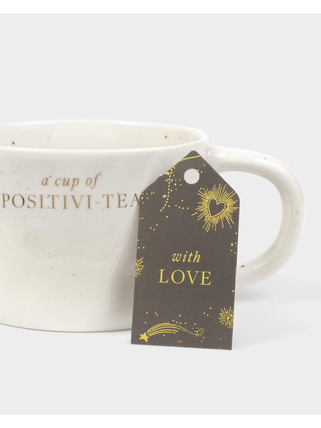 Image 3 of 5 of Katie Loxton SPECKLED SENTIMENT MUG WITH TAG , a cup of POSITIVI-TEA , 9.5cm x 9.5cm x 7cm
