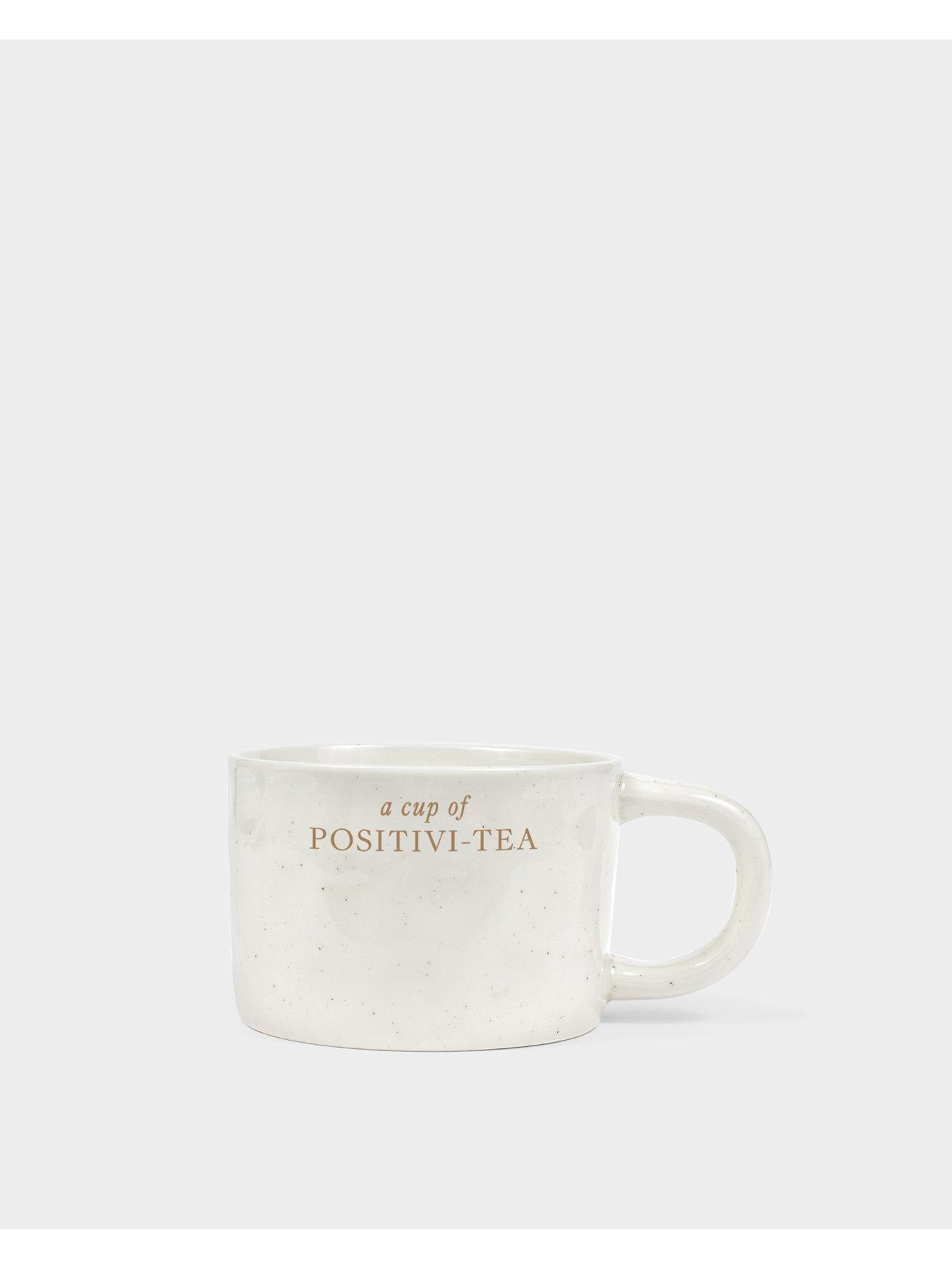 Image 4 of 5 of Katie Loxton SPECKLED SENTIMENT MUG WITH TAG , a cup of POSITIVI-TEA , 9.5cm x 9.5cm x 7cm