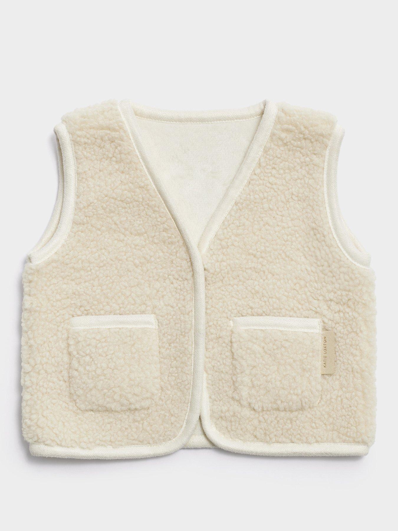 Katie Loxton BABY BORG GILET , Off White , 30cm x 28.5cm