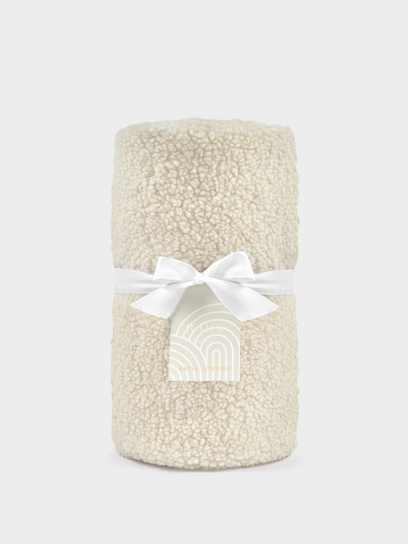 Katie Loxton BABY BORG BLANKET , Off White , 48cm X 70cm