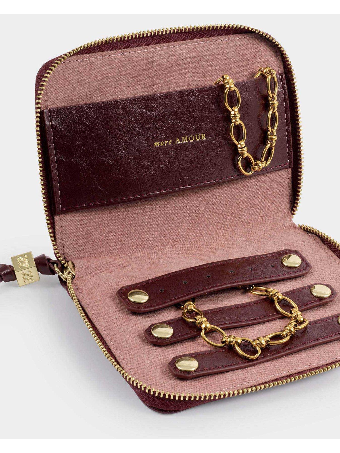 Image 2 of 6 of Katie Loxton SLIM JEWELLERY CASE , MORE AMOUR , Cherry Distressed/ Pink , 9.5cm x 17cm x 7cm