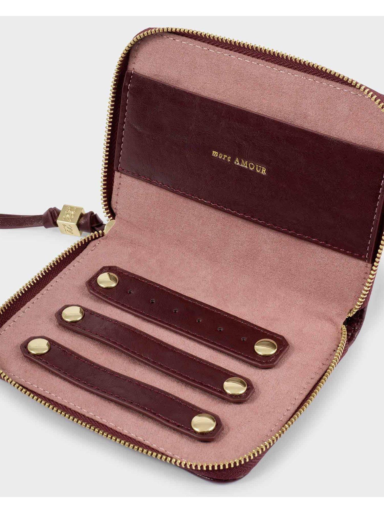 Image 3 of 6 of Katie Loxton SLIM JEWELLERY CASE , MORE AMOUR , Cherry Distressed/ Pink , 9.5cm x 17cm x 7cm