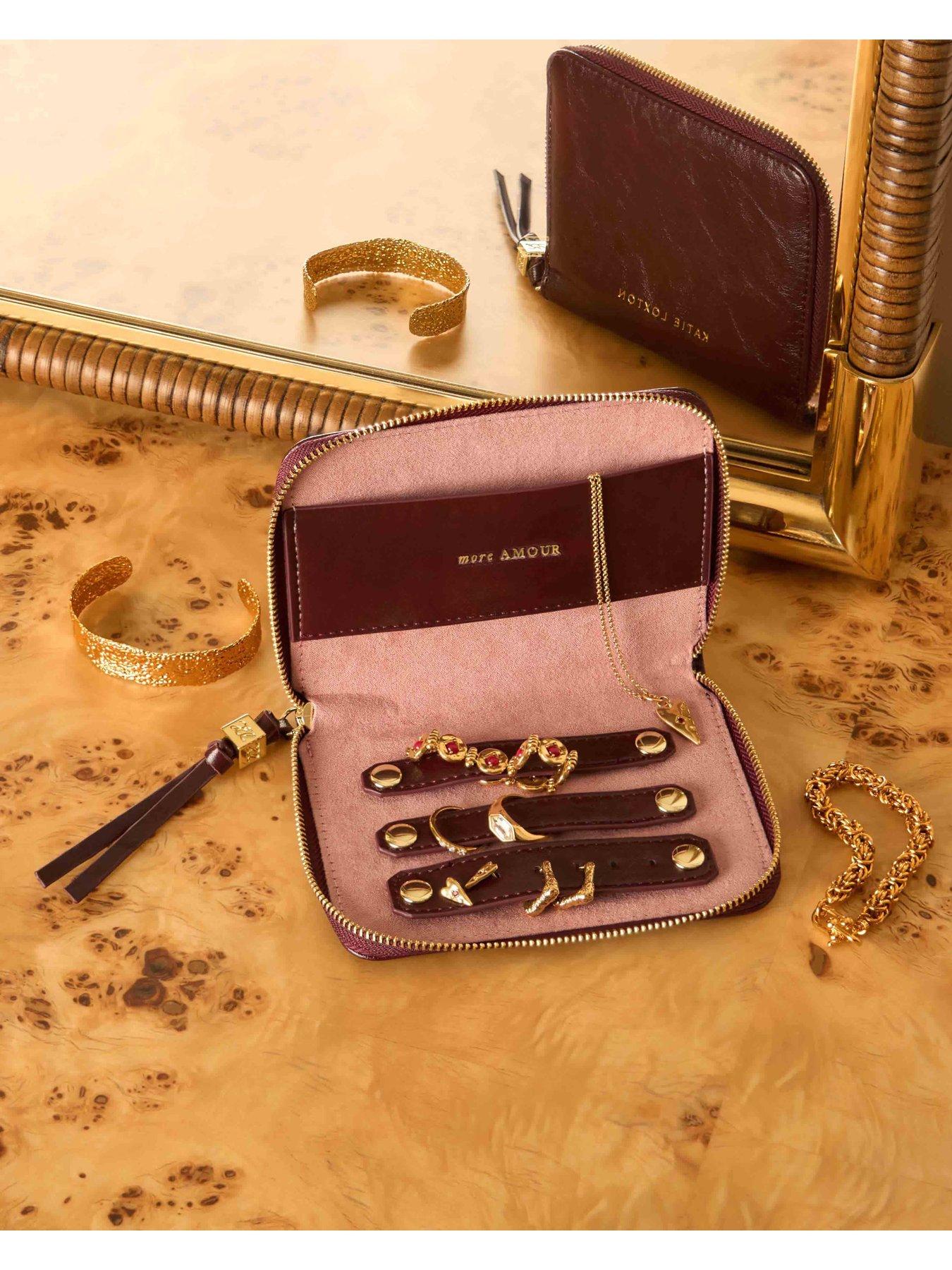 Image 4 of 6 of Katie Loxton SLIM JEWELLERY CASE , MORE AMOUR , Cherry Distressed/ Pink , 9.5cm x 17cm x 7cm