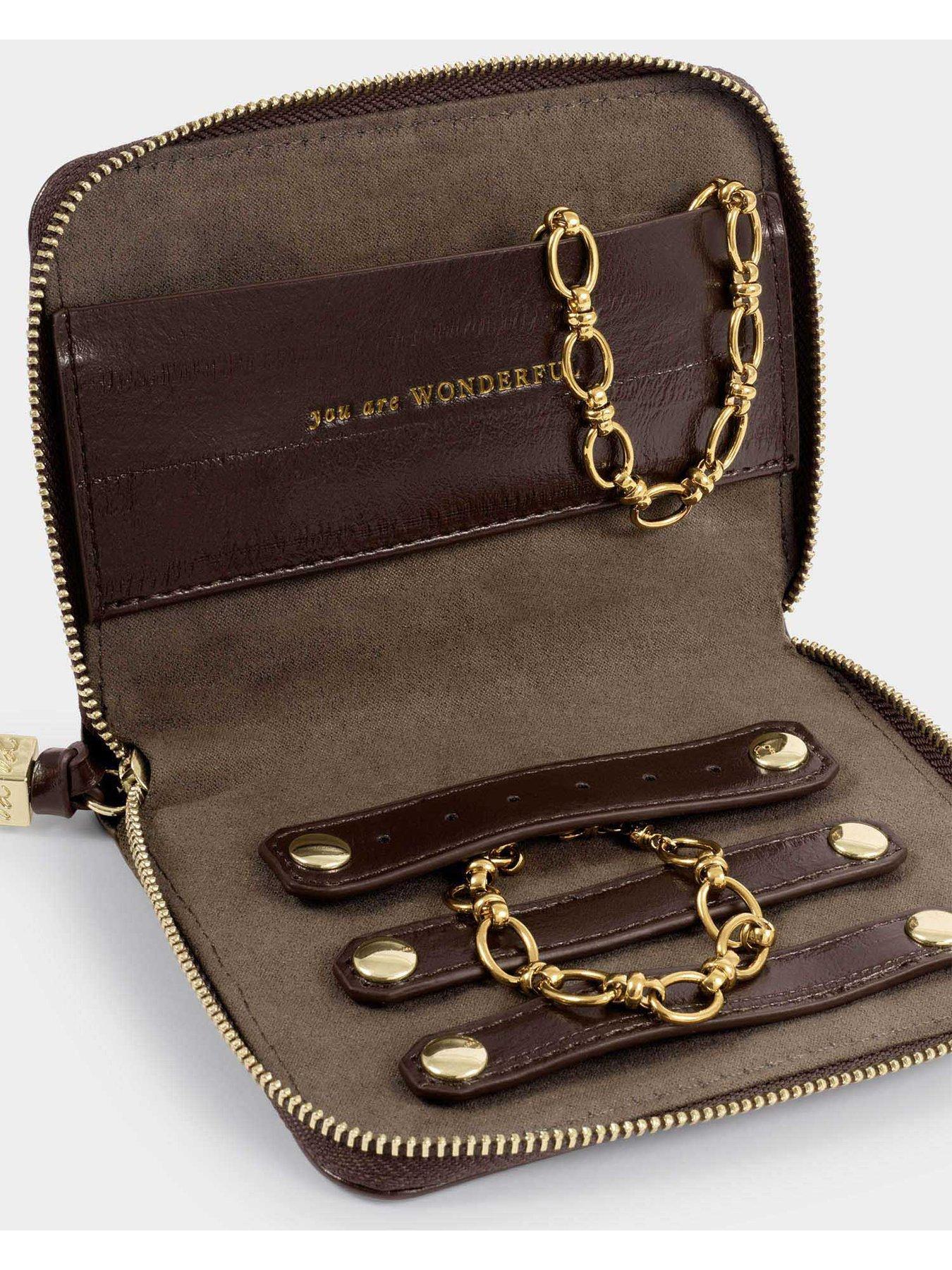Image 2 of 6 of Katie Loxton SLIM JEWELLERY CASE , YOU ARE WONDERFUL , Chocolate Eel/ Chocolate , 9.5cm x 17cm x 7cm