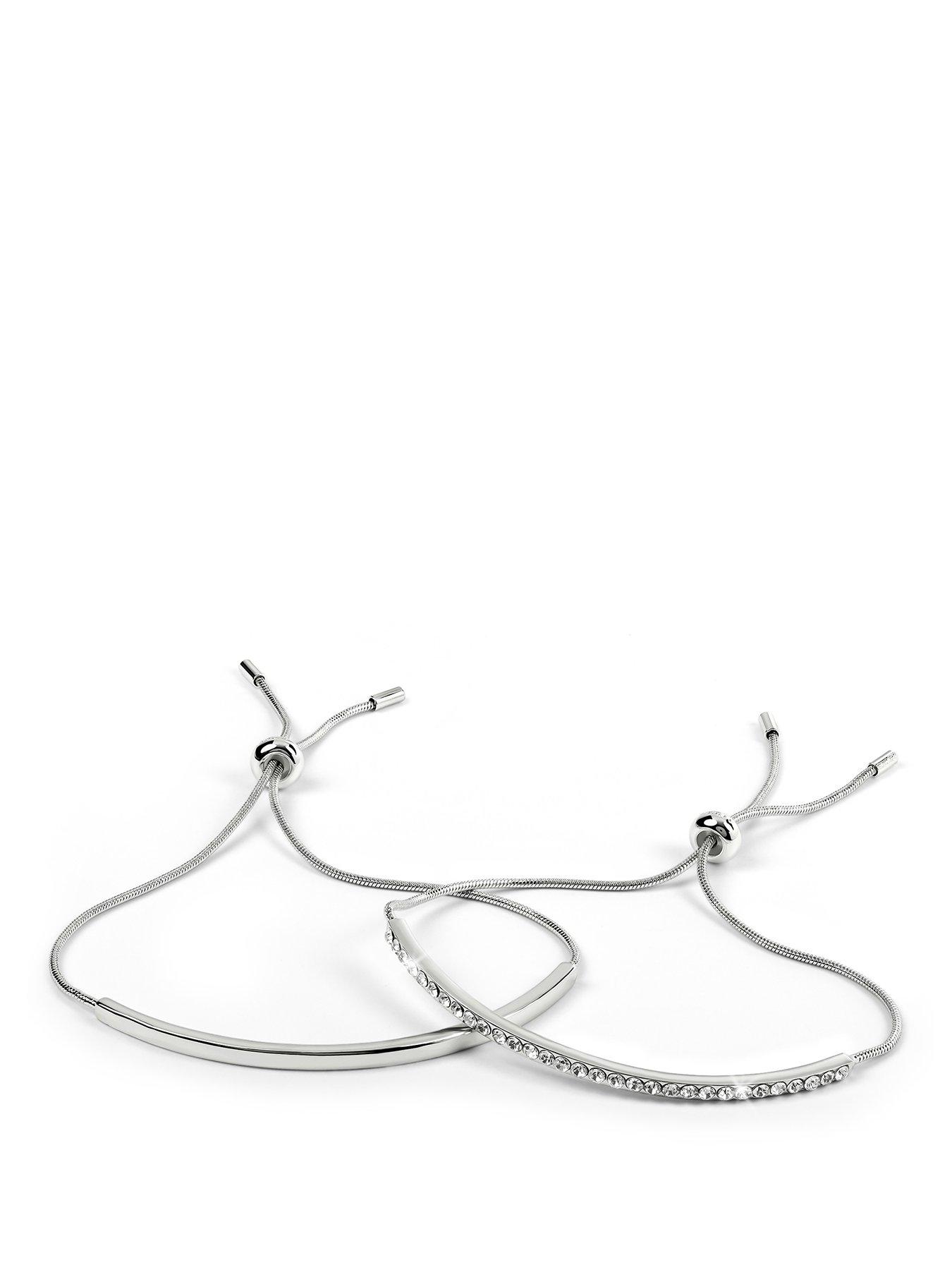 Image 1 of 5 of Radley Radley Silver Plated Stone Set & Smooth  Friendship Bracelet Twin Pack