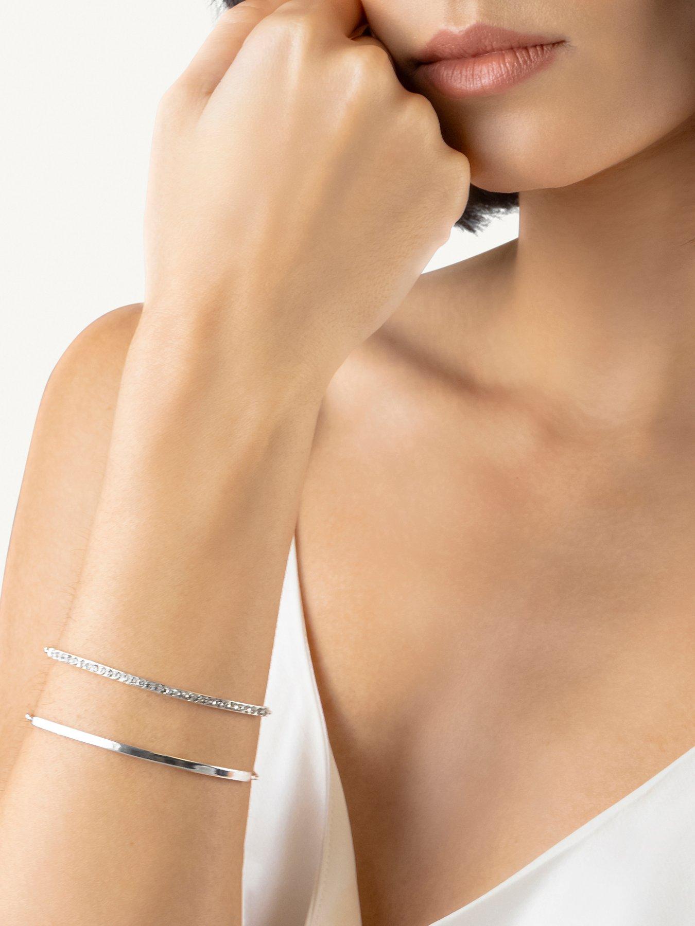 Image 2 of 5 of Radley Radley Silver Plated Stone Set & Smooth  Friendship Bracelet Twin Pack
