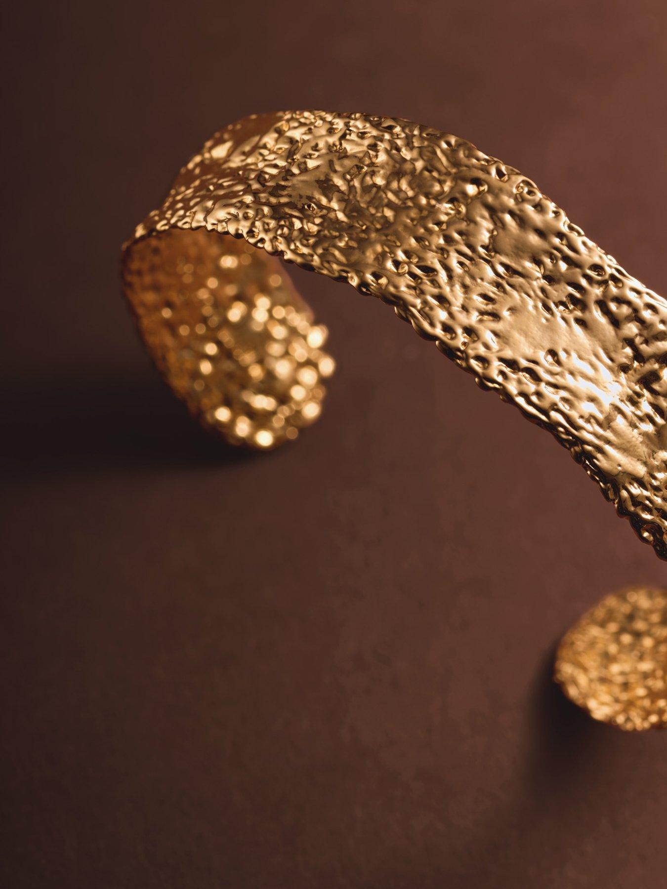 Image 2 of 5 of Katie Loxton Molten Textured Plated Cuff Bangle - Gold