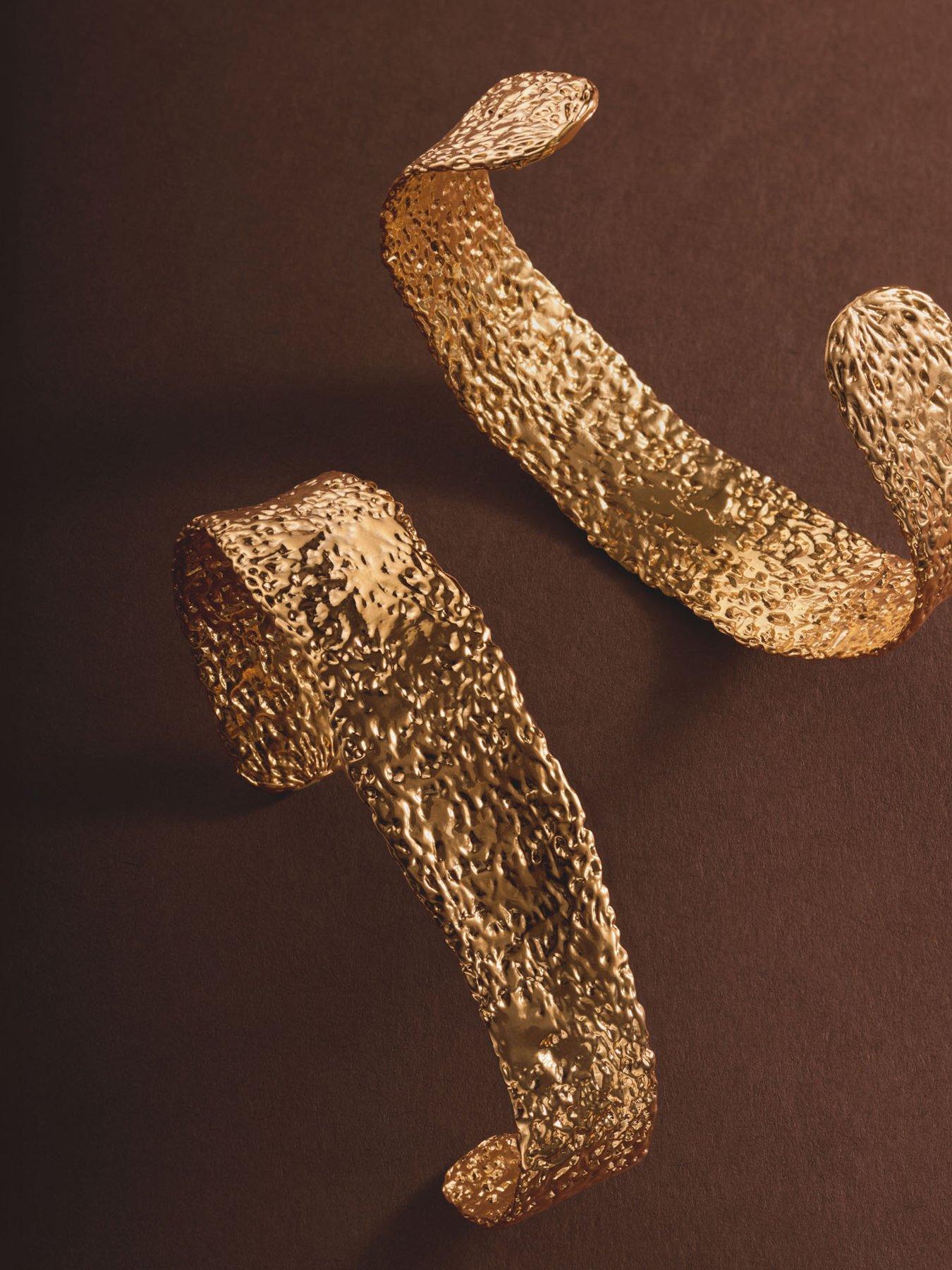 Image 3 of 5 of Katie Loxton Molten Textured Plated Cuff Bangle - Gold