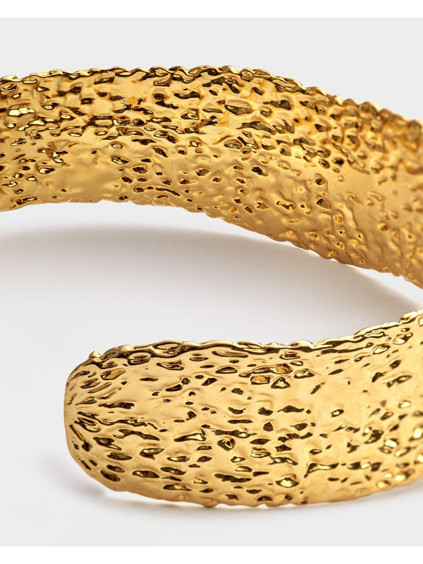 Image 4 of 5 of Katie Loxton Molten Textured Plated Cuff Bangle - Gold