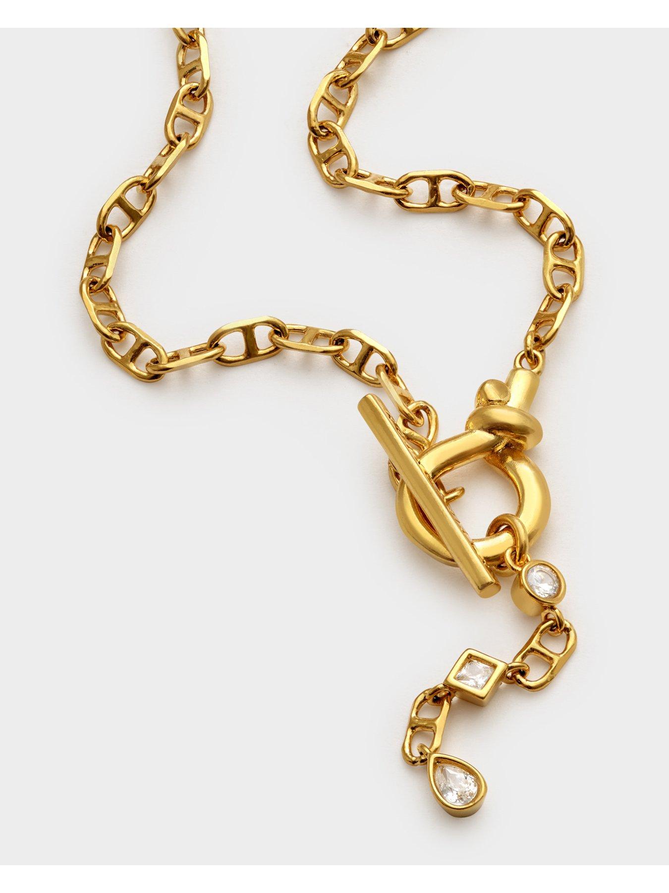 Image 4 of 6 of Katie Loxton Plated Geometric Gem Charm T-Bar Bracelet - Gold - Waterproof