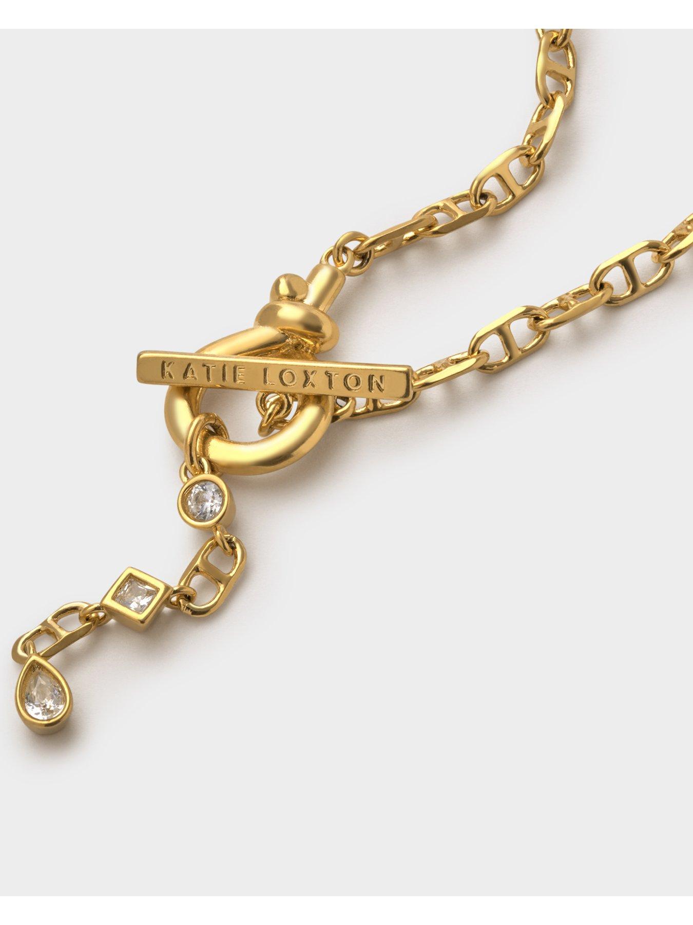 Image 5 of 6 of Katie Loxton Plated Geometric Gem Charm T-Bar Bracelet - Gold - Waterproof