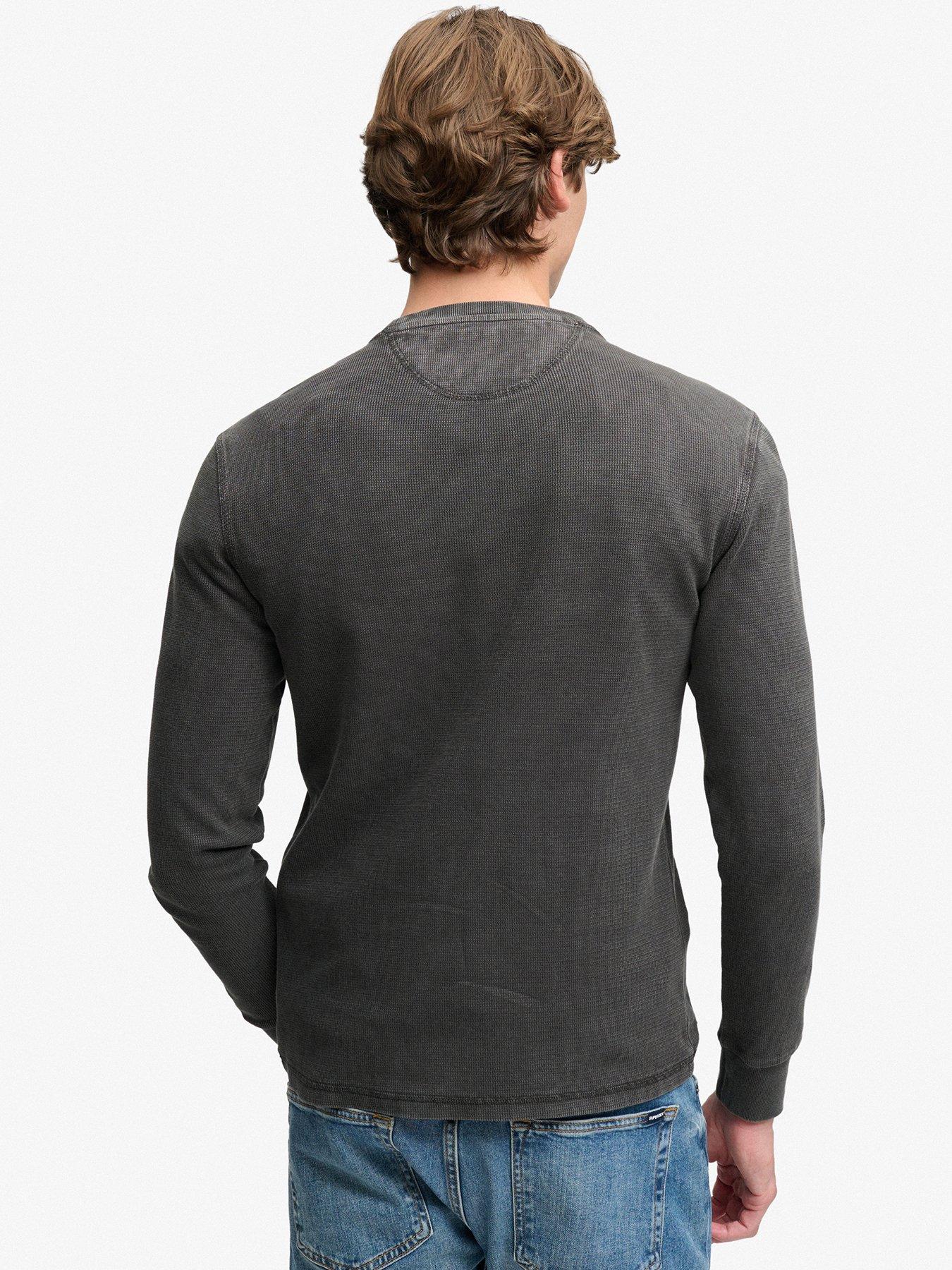 Image 2 of 5 of Superdry Mens Classic Heavy Textured Crew Neck Long Sleeve T-Shirt - Black