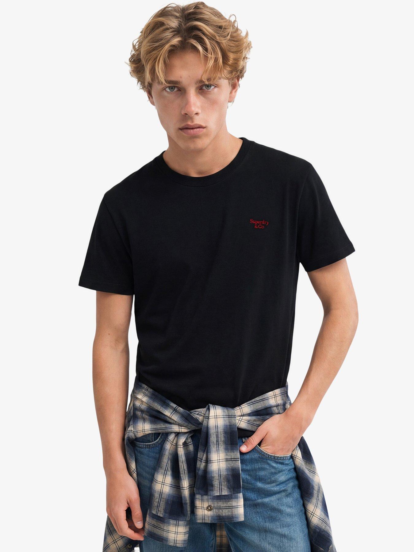 Superdry Essential Serif Logo Embroidered T-Shirt - Black