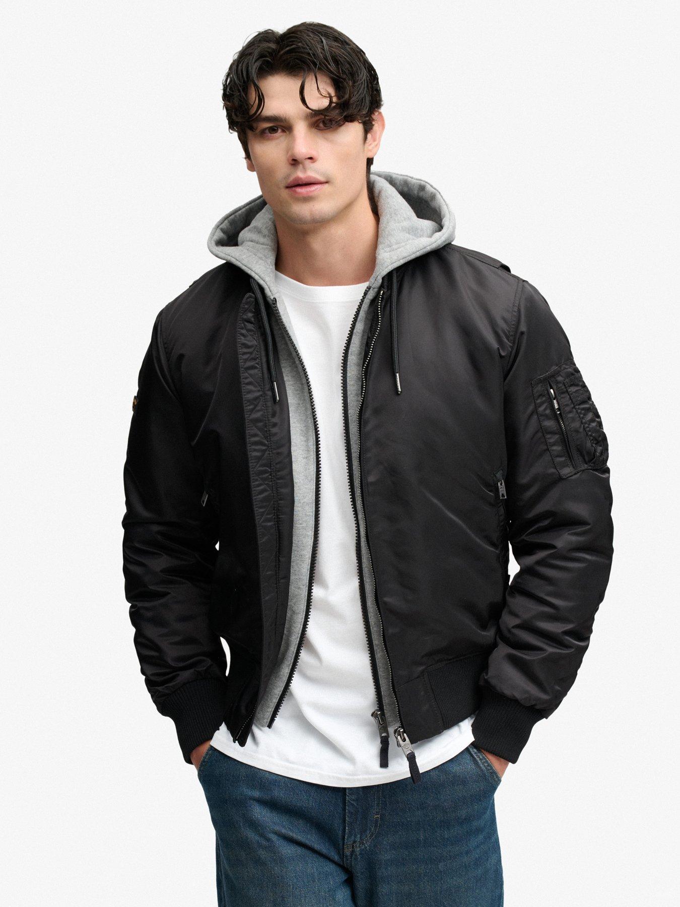 Image 1 of 6 of Superdry Hooded MA1 Bomber Jacket - Black