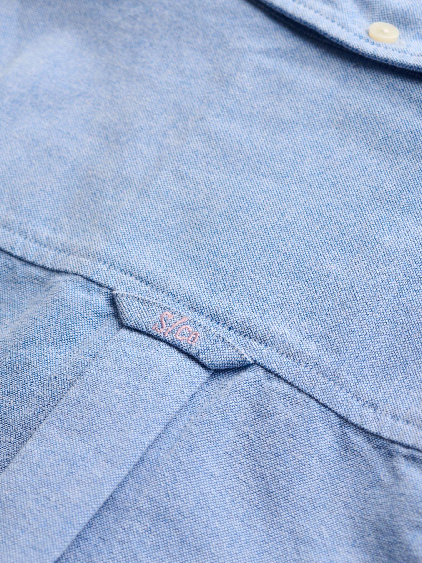 Image 7 of 7 of Superdry Mens Oxford Button-Down Long Sleeve Shirt - Light Blue