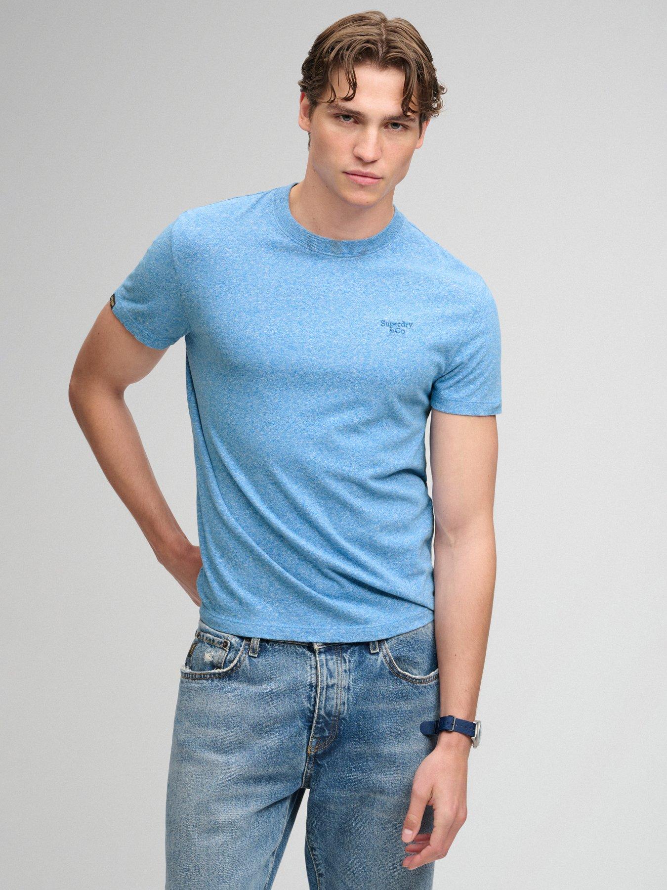 Superdry Essential Serif Logo Embroidered T-Shirt - Blue
