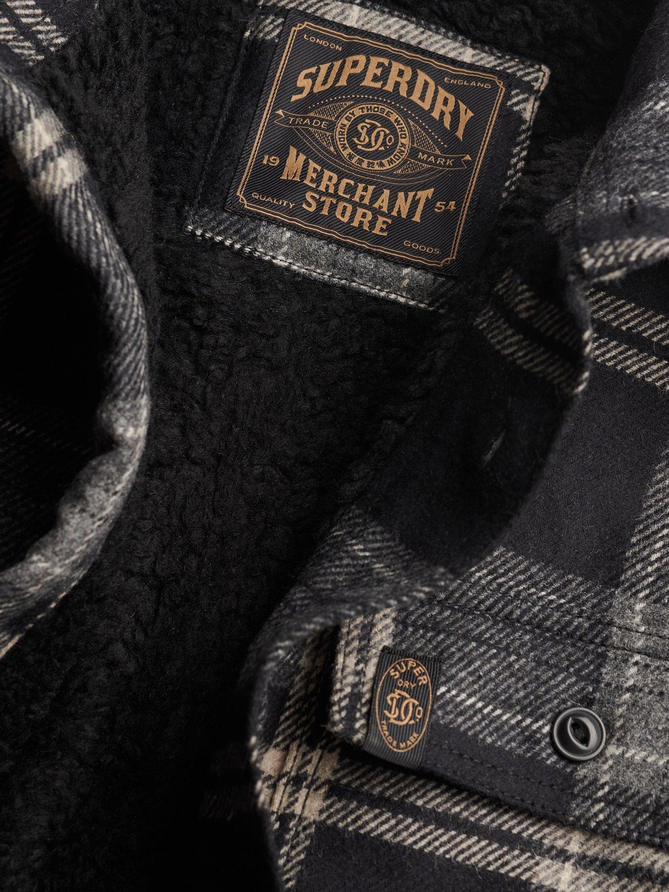 Image 6 of 6 of Superdry Superdry Borg Lined Miller Overshirt - Black