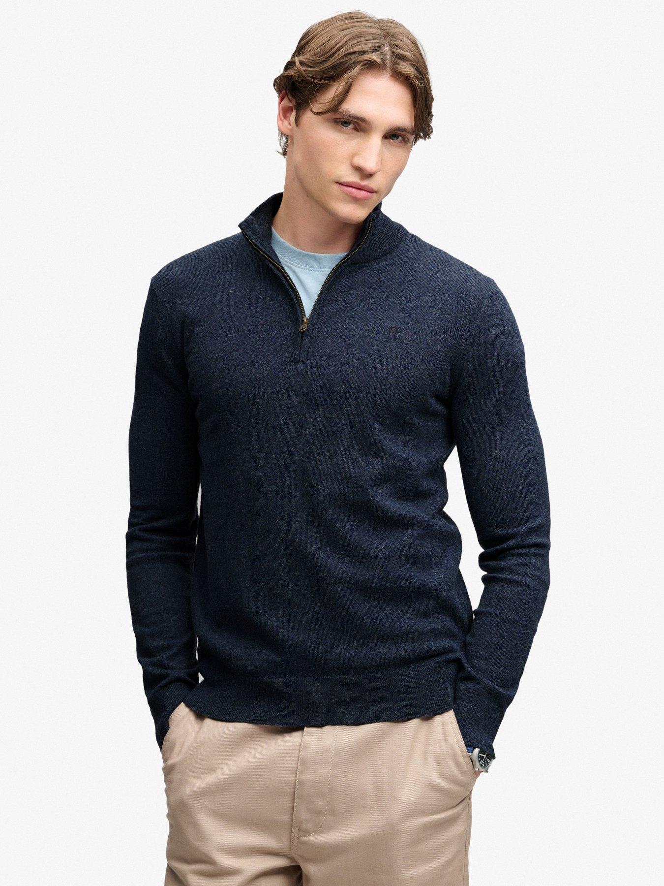 Superdry Superdry Essential Lightweight 1/2 Zip Knitted Jumper - Navy