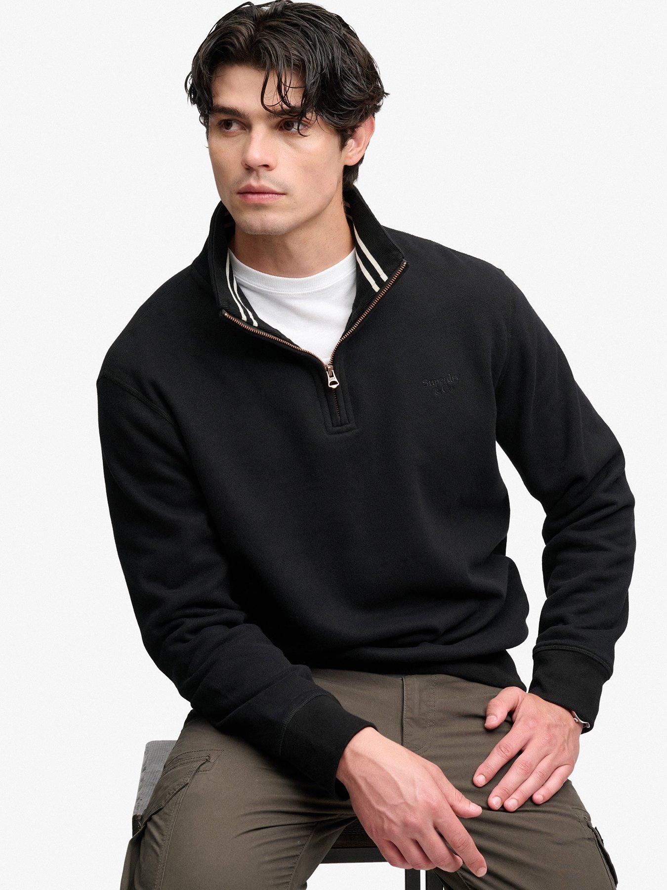 Superdry Essential Serif Logo Half Zip Sweatshirt - Black