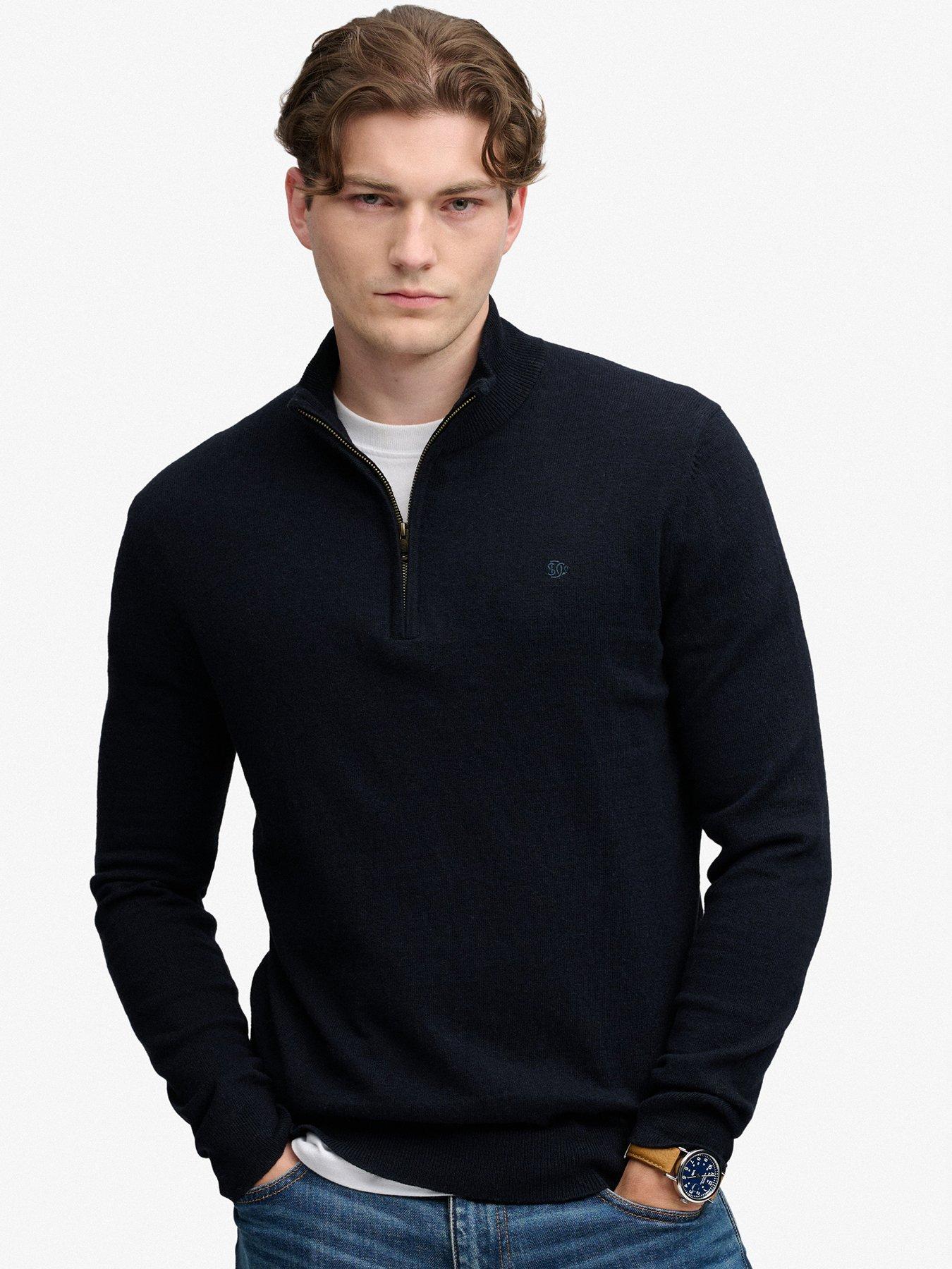 Superdry Superdry Essential Lightweight 1/2 Zip Knitted Jumper - Navy
