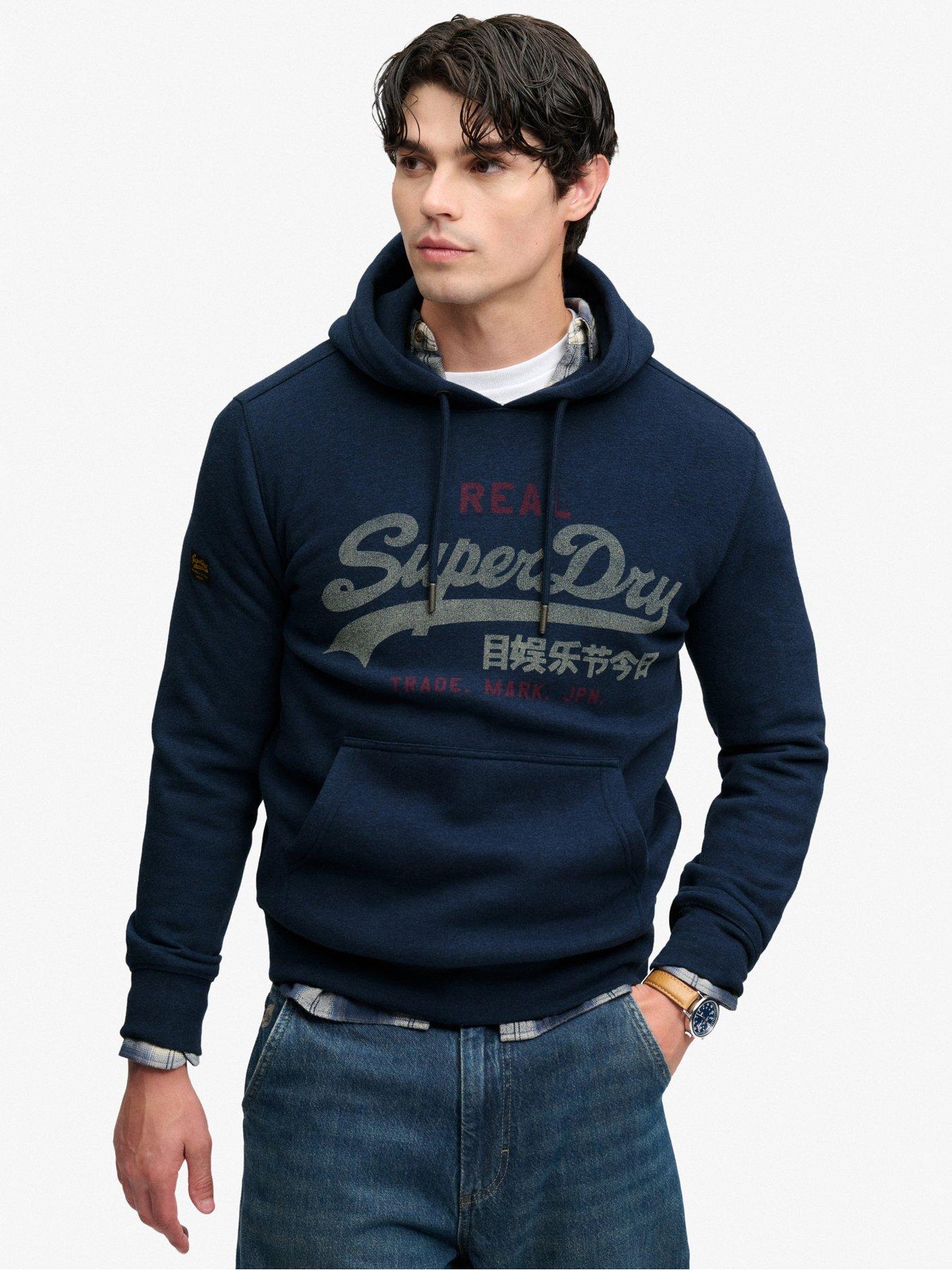 Image 1 of 7 of Superdry Vintage Logo Heritage Relaxed Hoodie - Blue