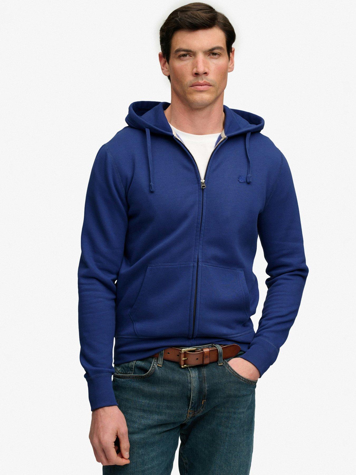 Image 1 of 6 of Superdry Essential SD Co Logo Zip Hoodie - Summit Blue