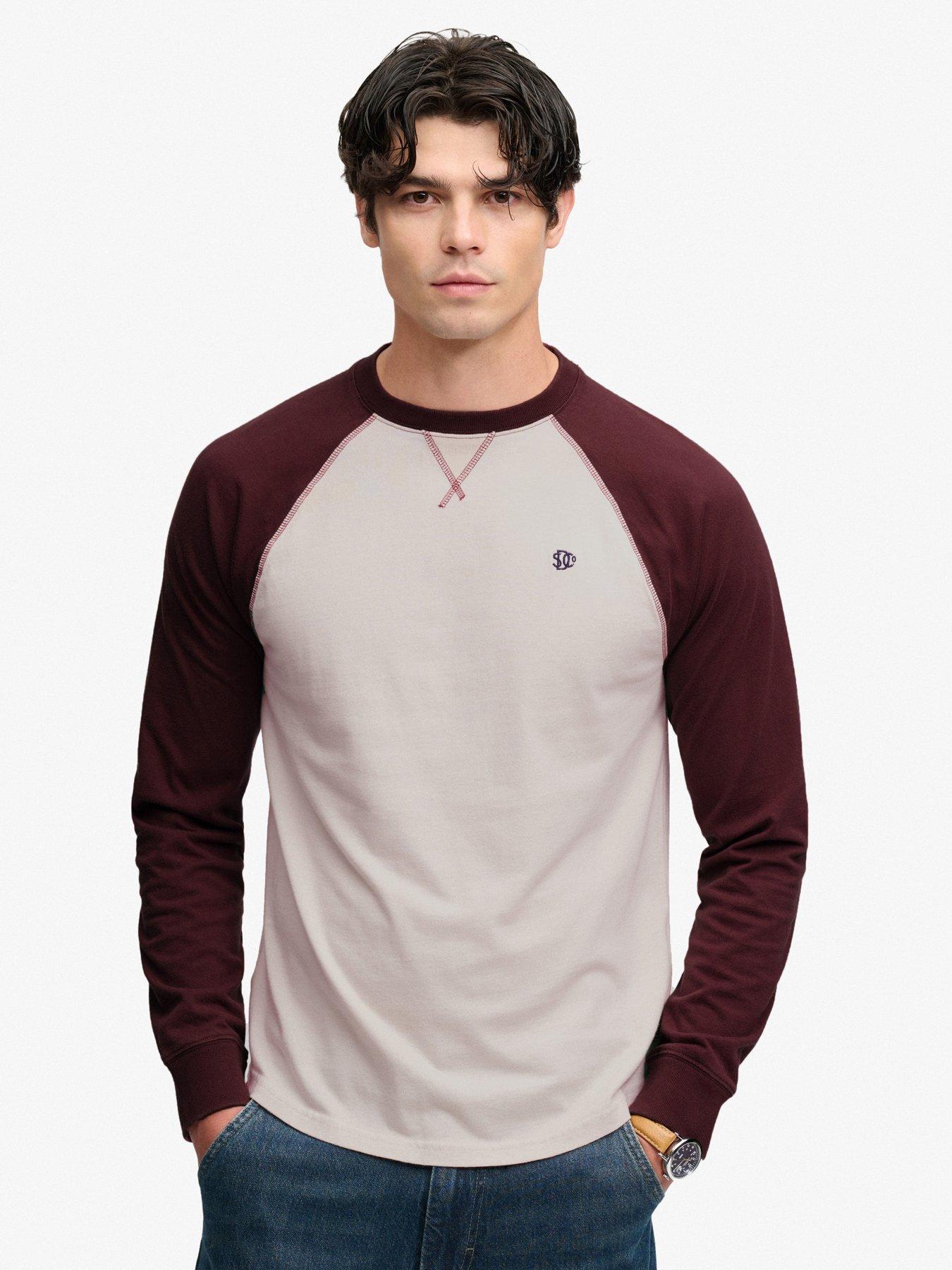 Image 1 of 6 of Superdry Vintage Athletic Baseball Long Sleeve T-Shirt - Red