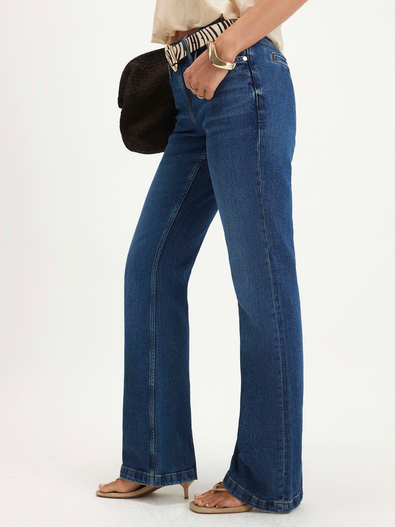 Image 1 of 5 of River Island Back Split Seam Bootcut Jeans - Blue