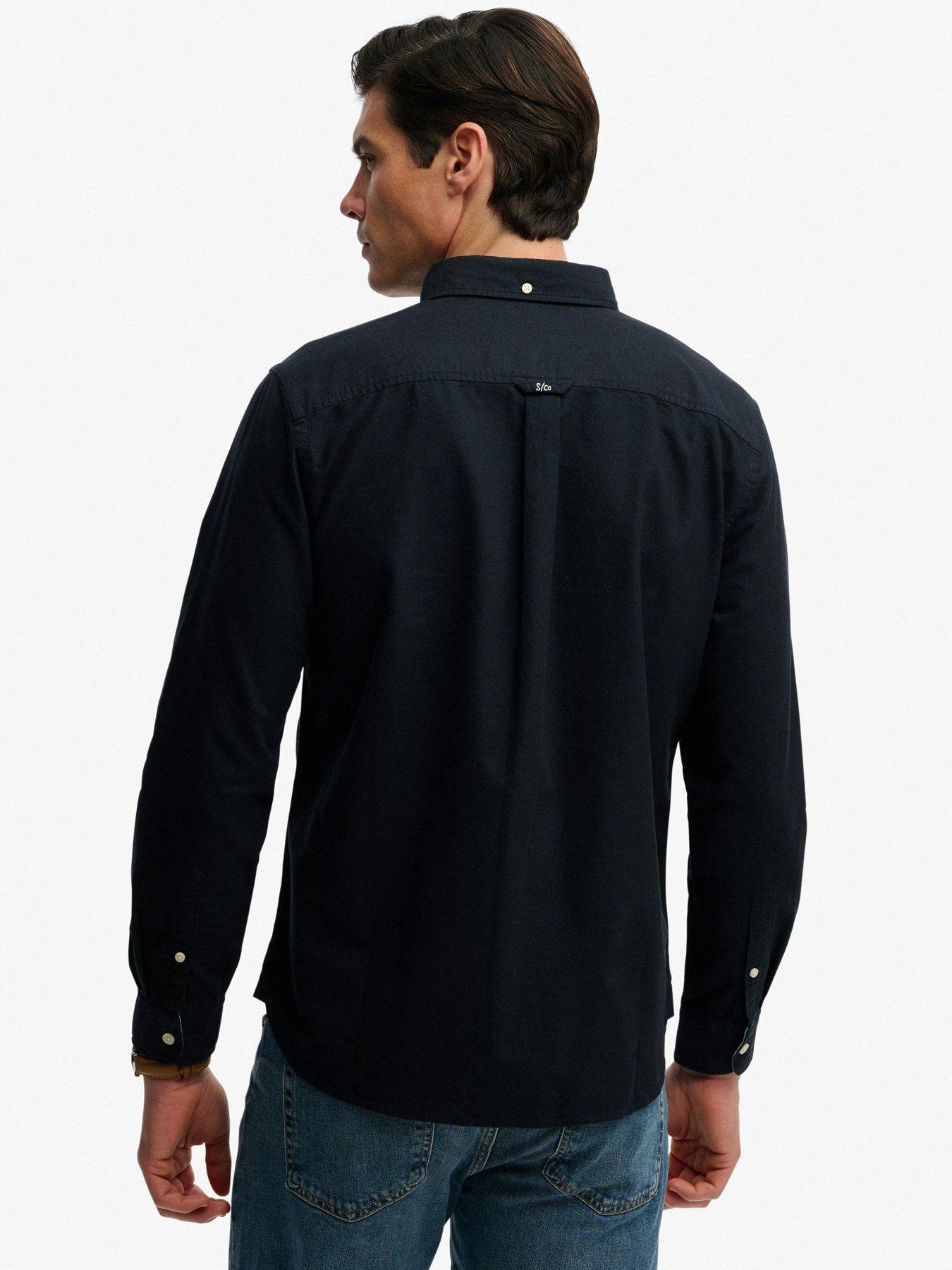Image 4 of 7 of Superdry Mens Button-Down Collar Oxford Long Sleeve Shirt - Navy