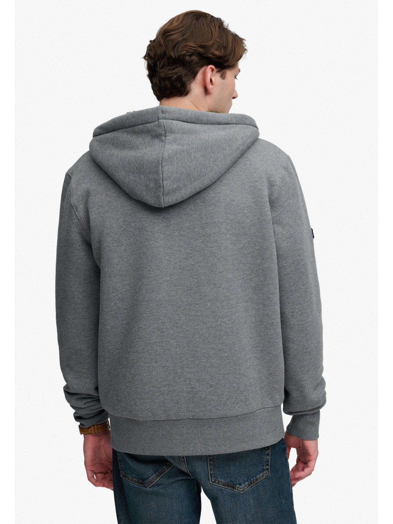 Image 2 of 4 of Superdry Mens Borg-Lined Full Zip Hoodie - Grey