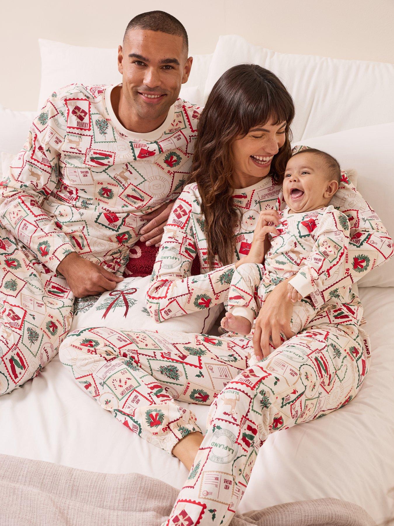 Image 1 of 6 of The Very Collection Baby Family Festive Postcard Pyjama Set - Multi
