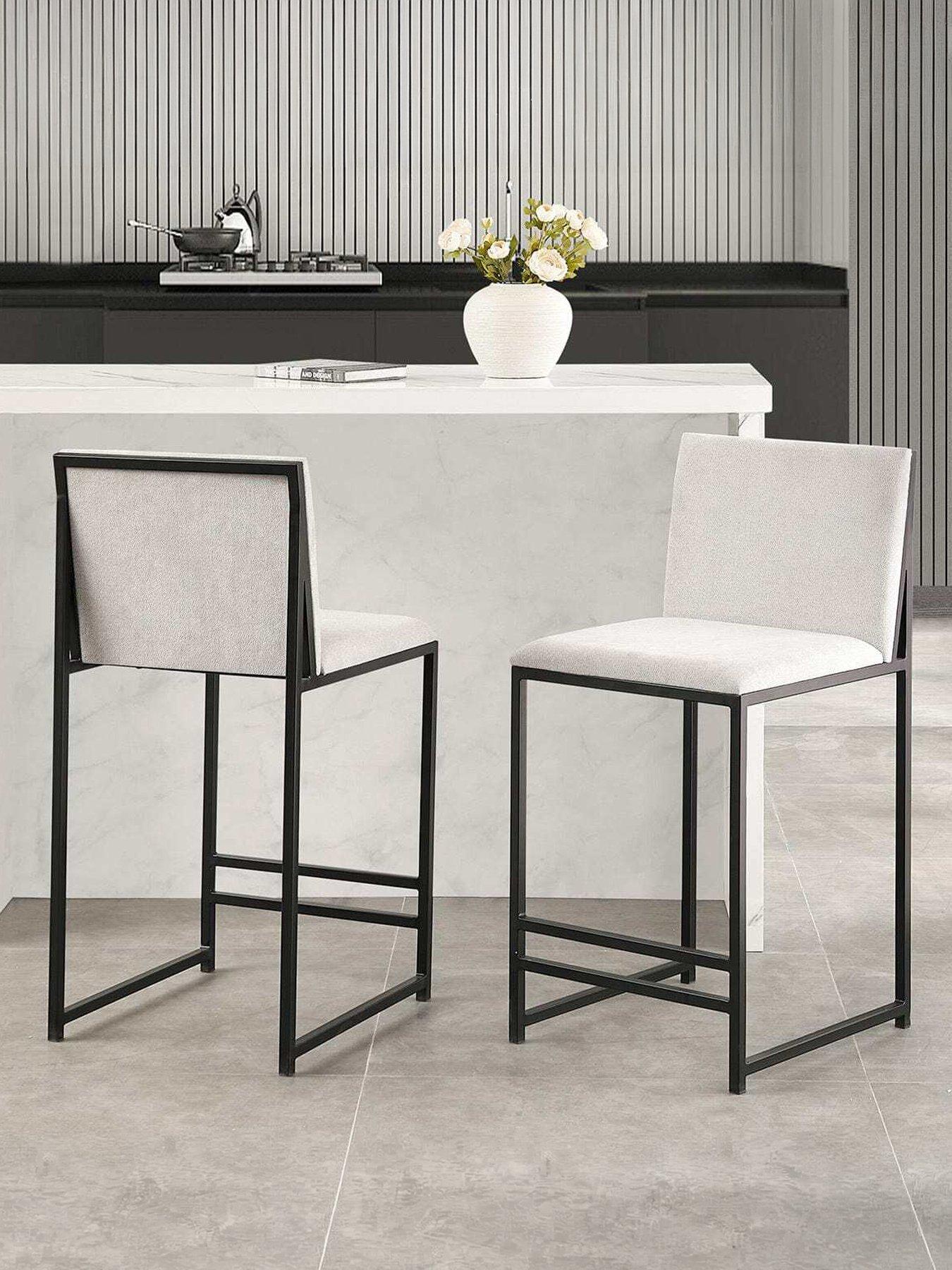 Dusk Rae Set Of 2 Barstools - Chenille - Light Natural
