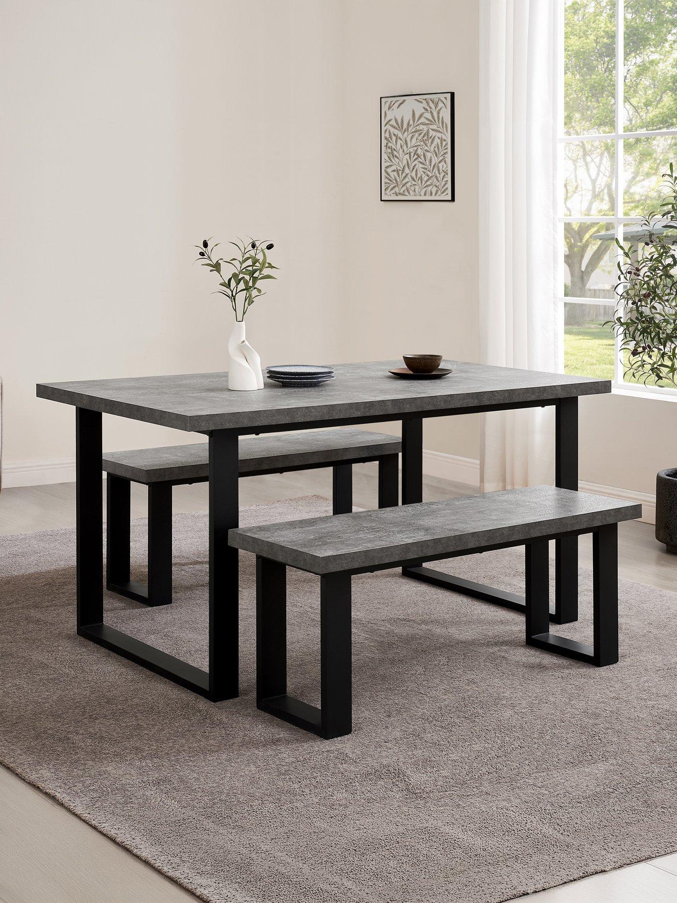 Dusk Harper 4-6 Seater Dining Table - Stone/Black