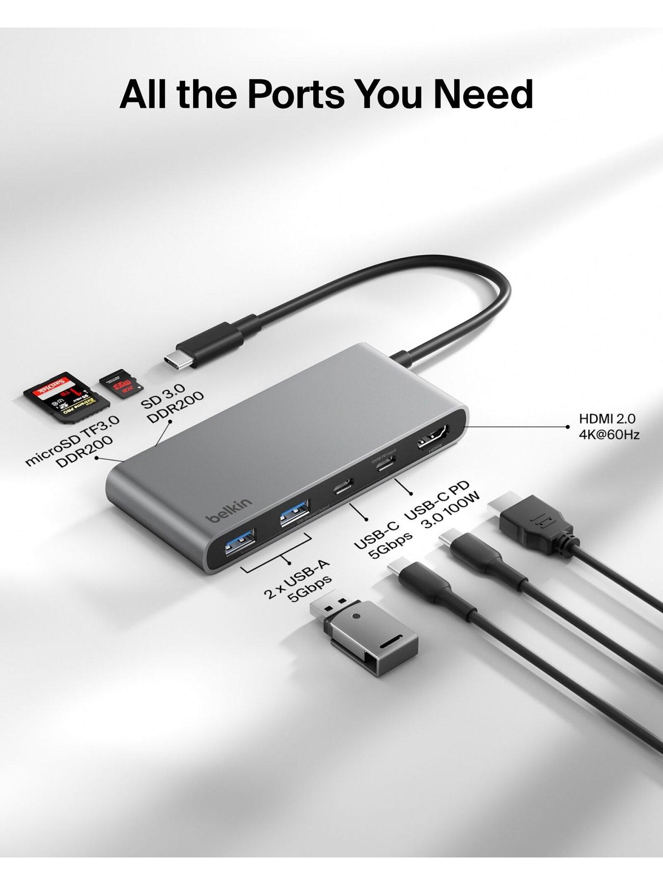 Image 3 of 6 of Belkin 7 Port USB C Hub, HDMI, USB A, USB C & SD Card Reader