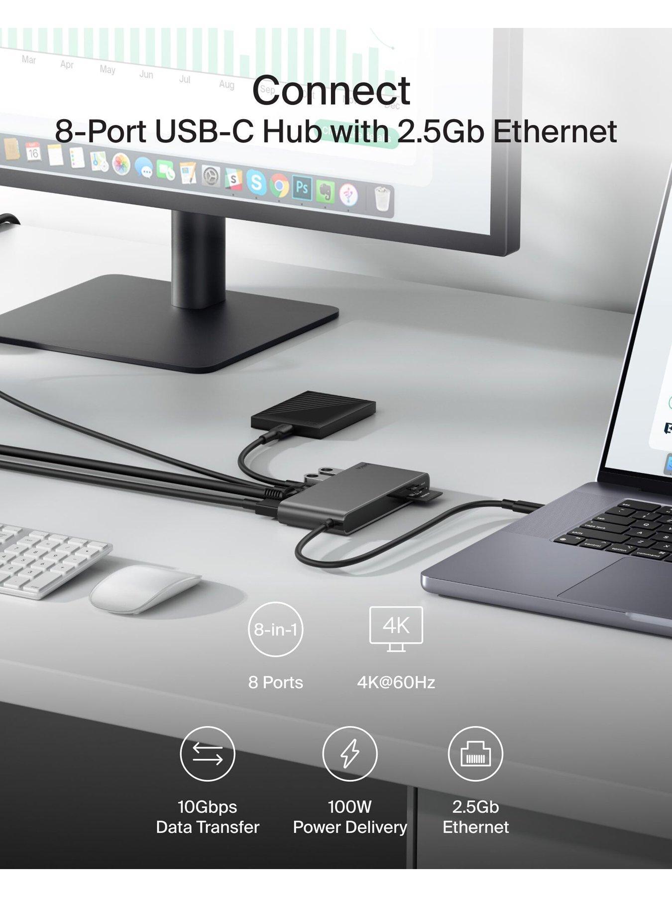 Image 2 of 6 of Belkin Belkin 8 Port USB C Hub, HDMI, Ethernet, USB A & SD Card Reader