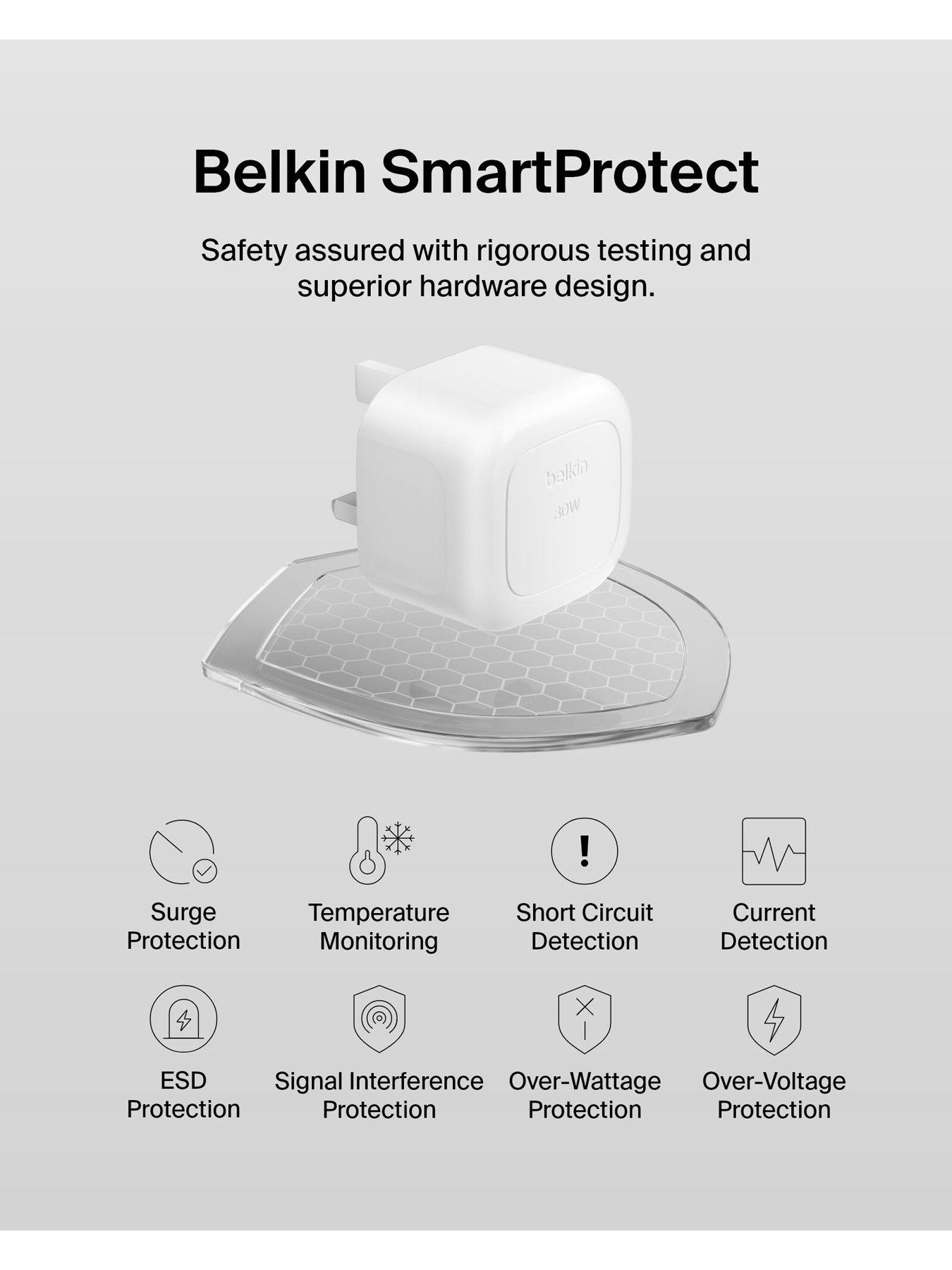 Image 4 of 5 of Belkin 30W USB-C Charger with Folding Pins &amp; Lightning Cable - White