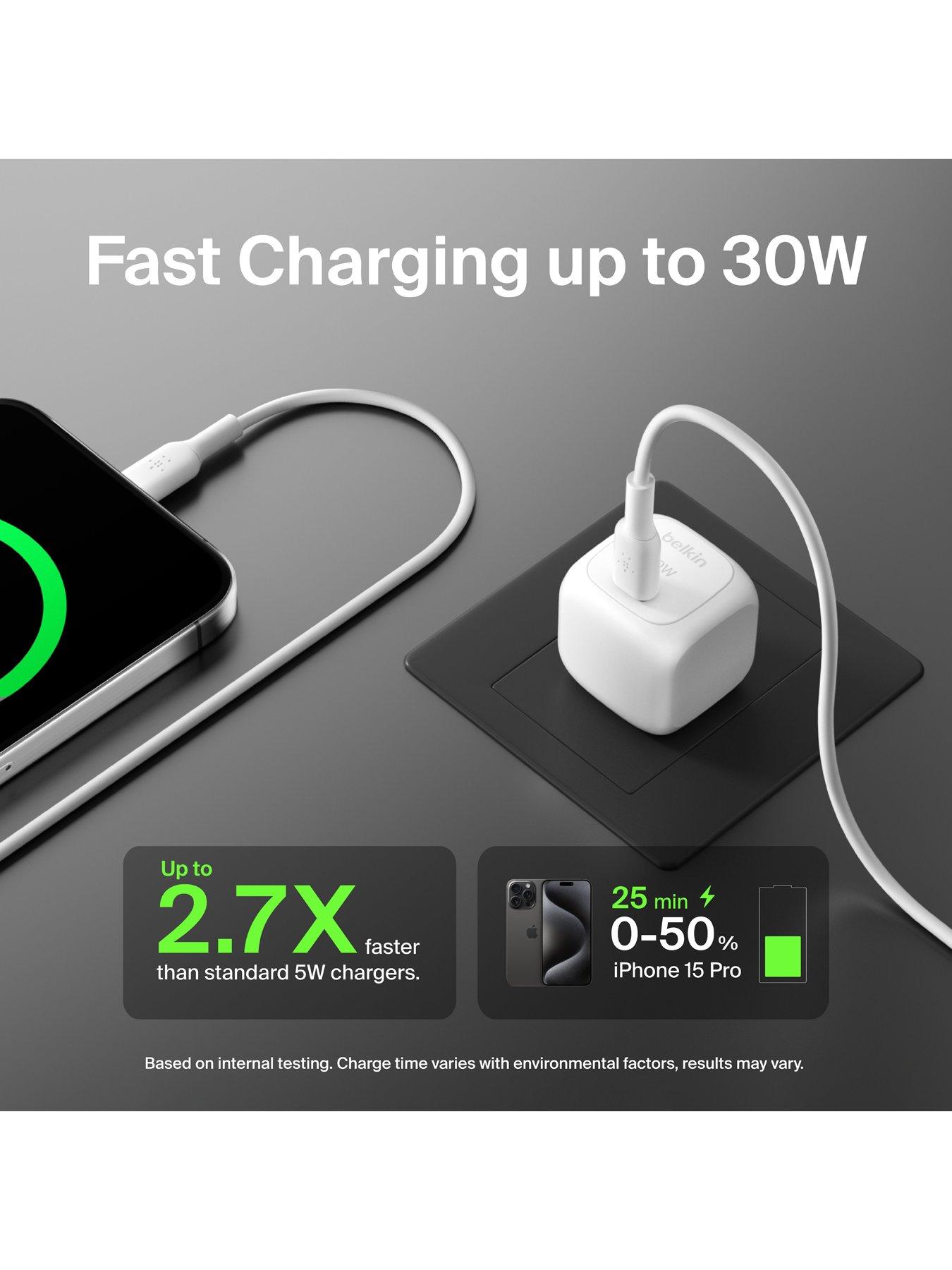 Image 3 of 6 of Belkin Belkin 30W USB-C Mains Charger, Folding Pins + USB C Cable
