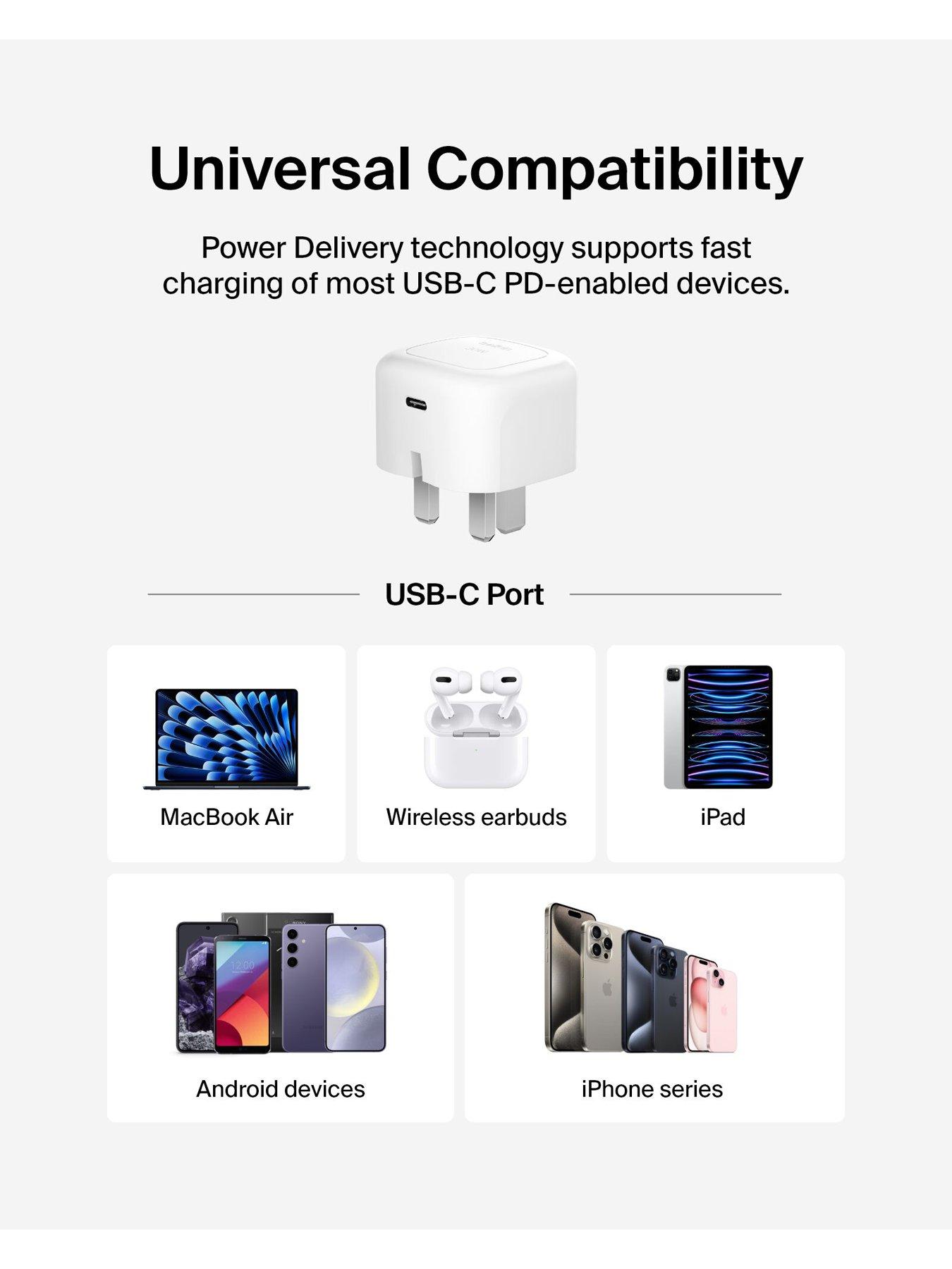 Image 6 of 6 of Belkin 30W USB-C Mains Charger, Folding Pins, White