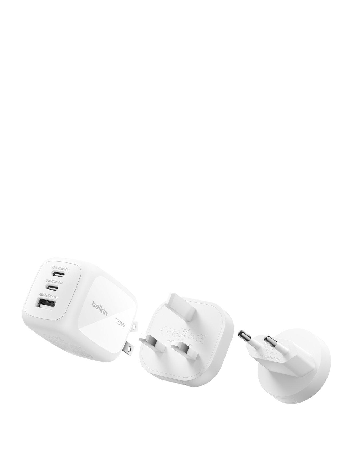 Belkin Belkin 70W Triple Port Mains Charger with UK, EU and US Travel Tips